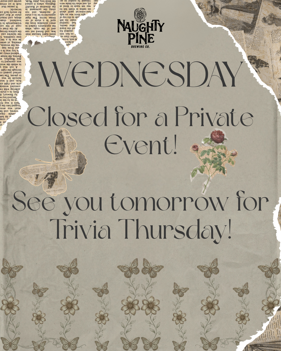 Closed Wednesday April 15th.