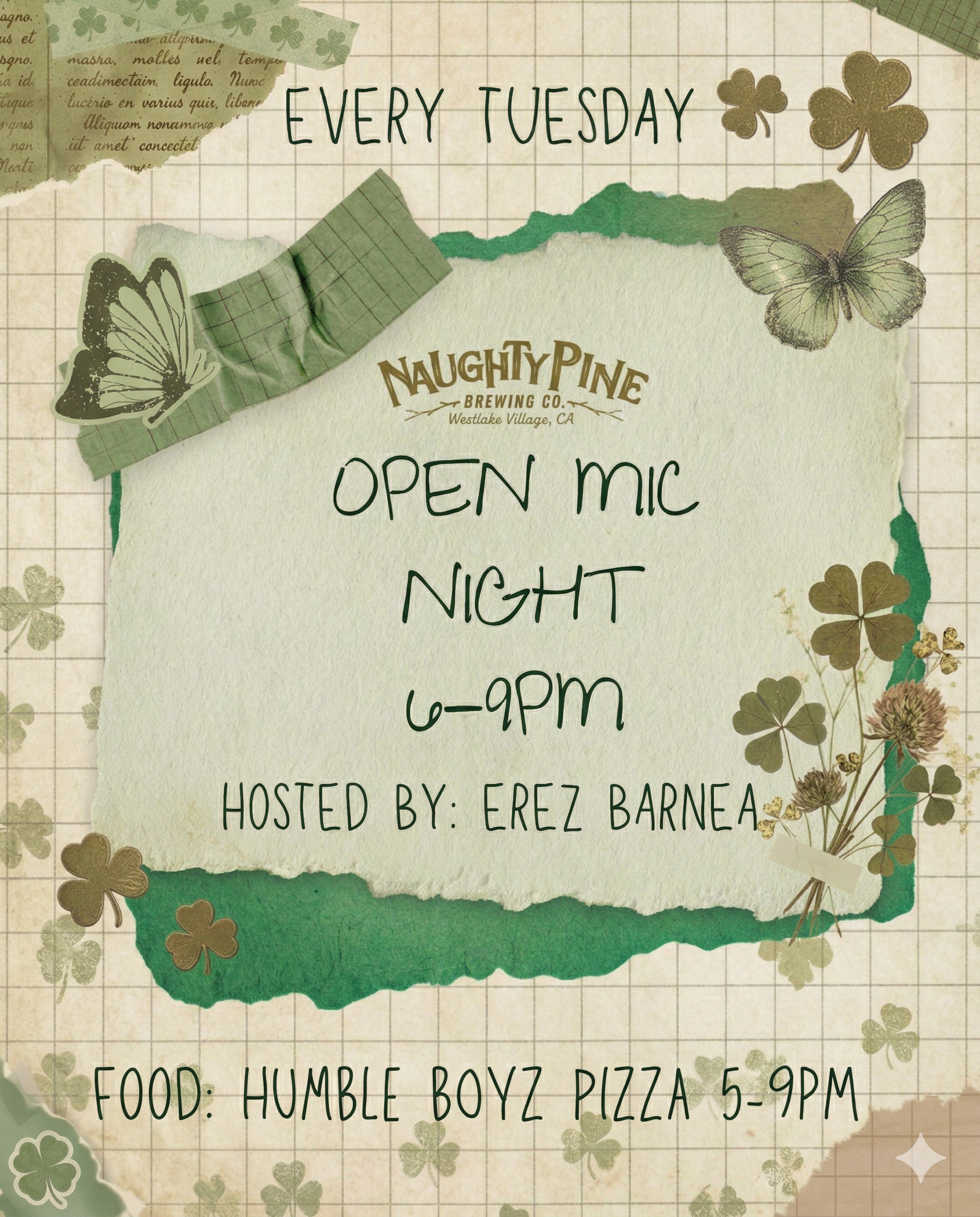 Open Mic 6-9pm and Pizza 5-9pm.