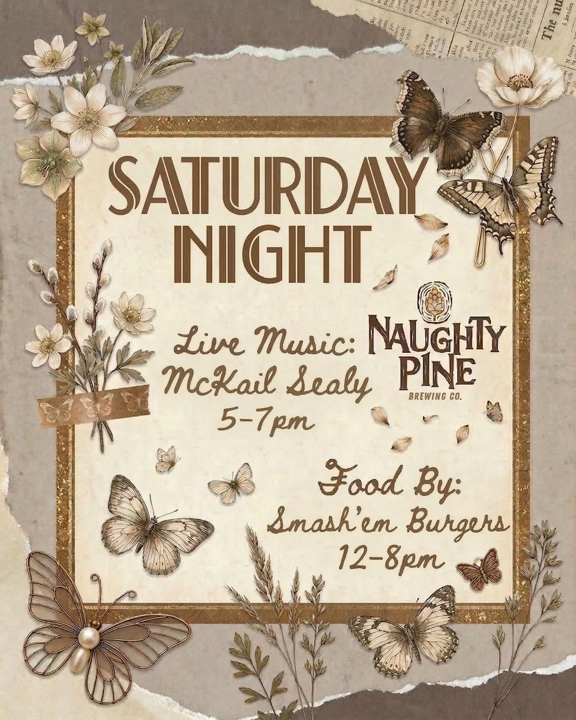 Burgers 12-8pm and McKail Sealy 5-7pm.