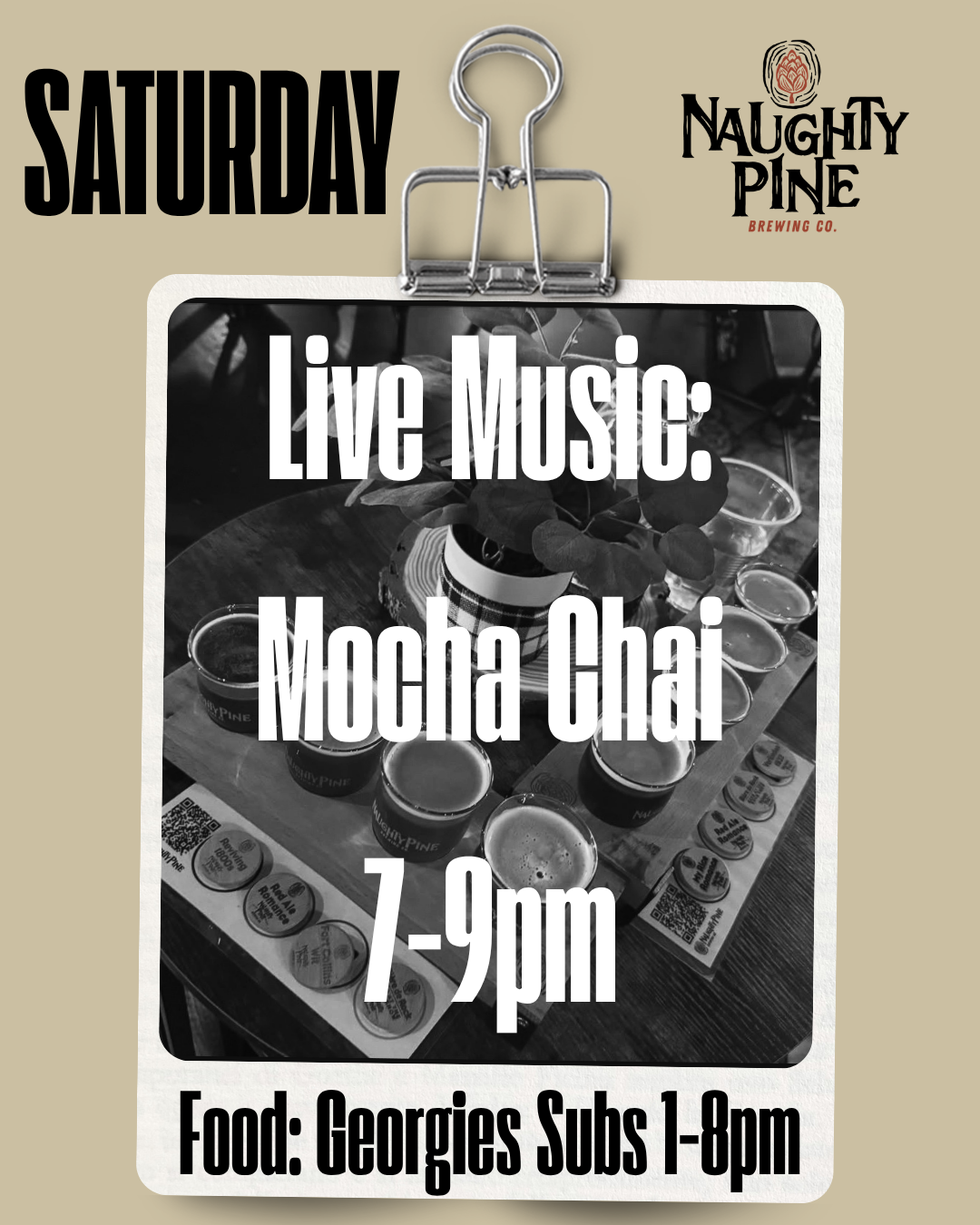 Mocha Chai 7-9pm and Georgie's Subs 1-8pm.