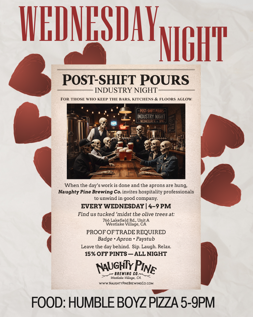 Chill night 4-9pm. Humble Boyz Pizza 4-9pm.