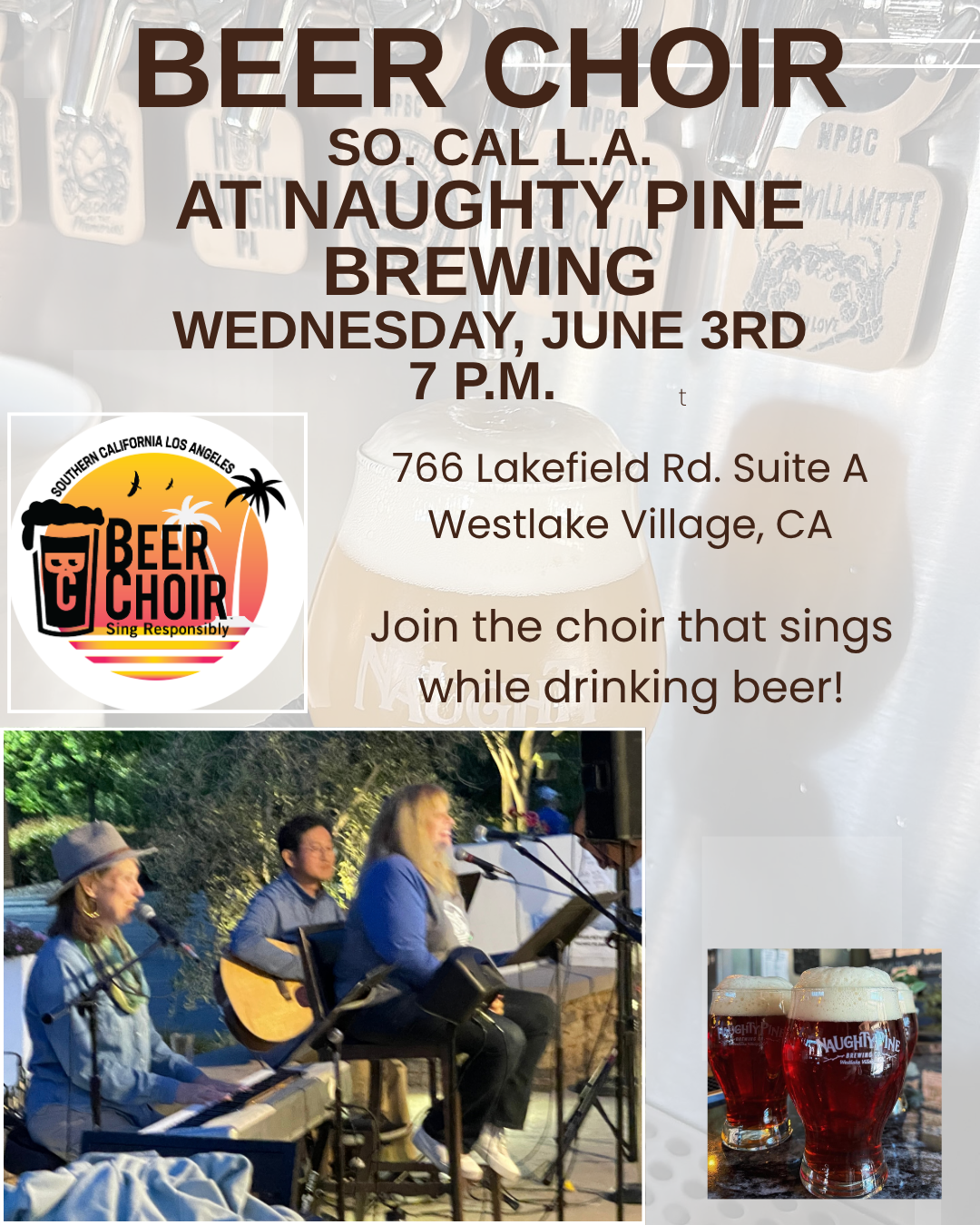 Beer Choir 7-9pm. Pizza 5-9pm.