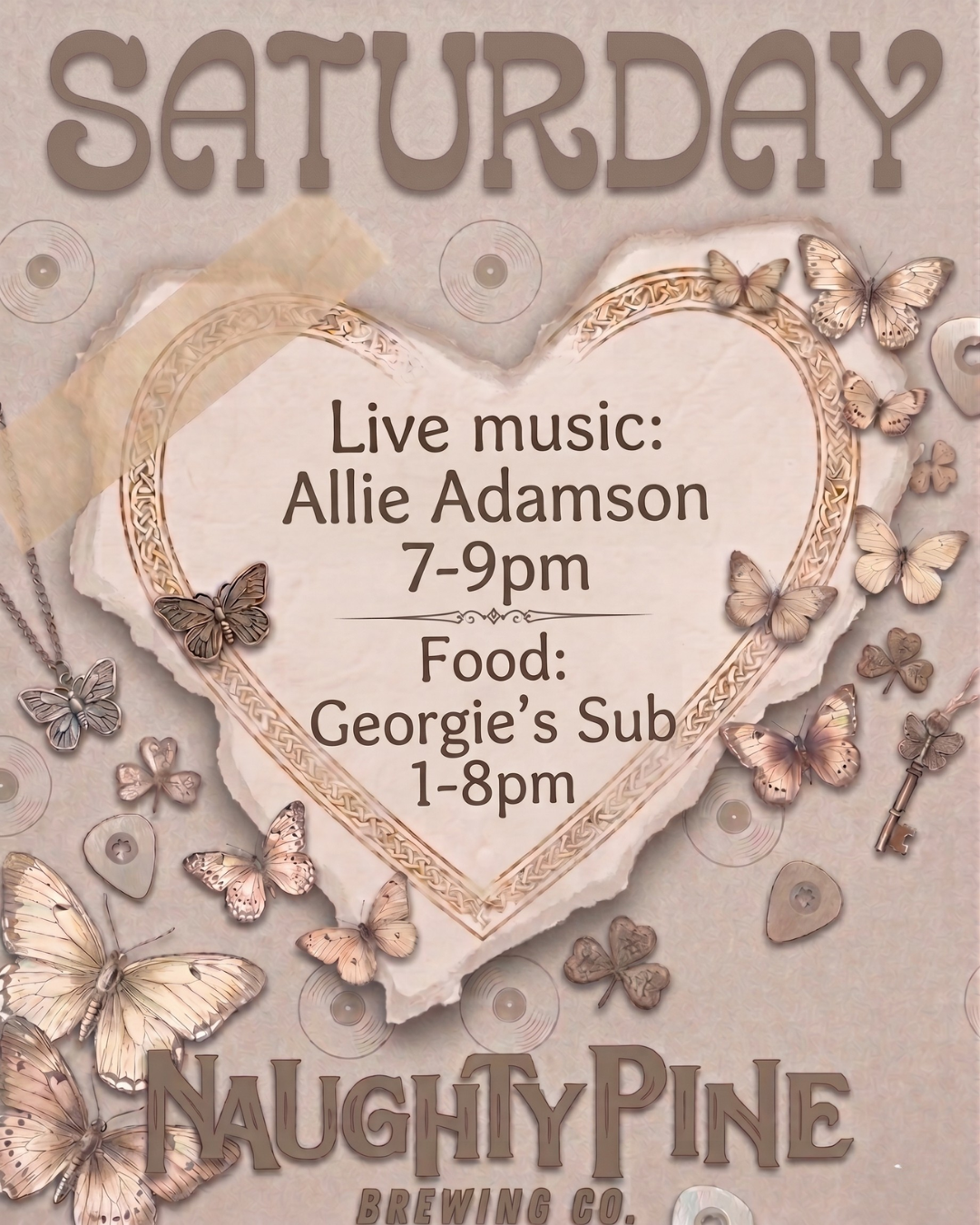 Allie Adamson 7-9pm. Georgie's Subs 1-8pm.