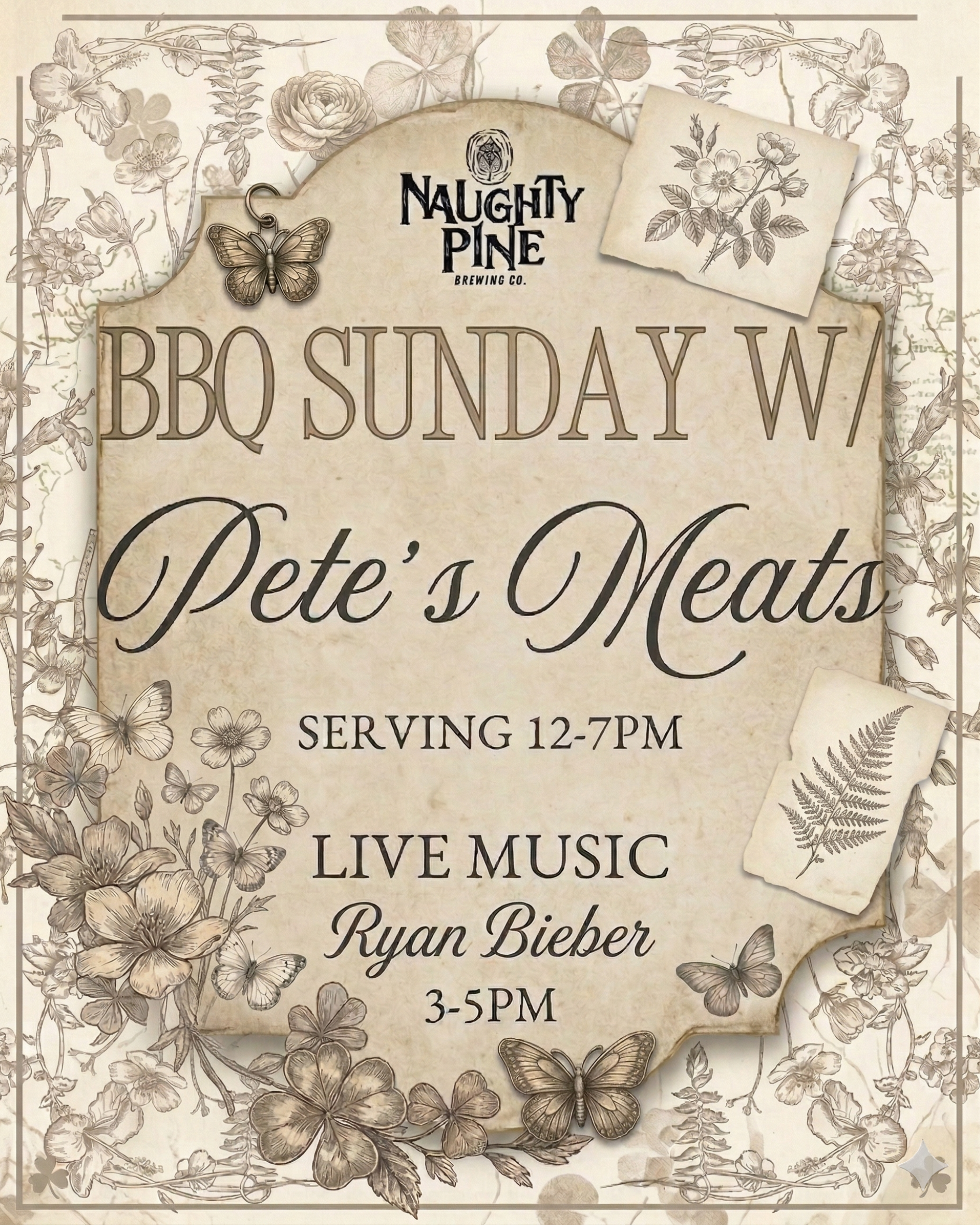 Pete's Meats 12-7pm. Ryan Bieber 3-5pm.