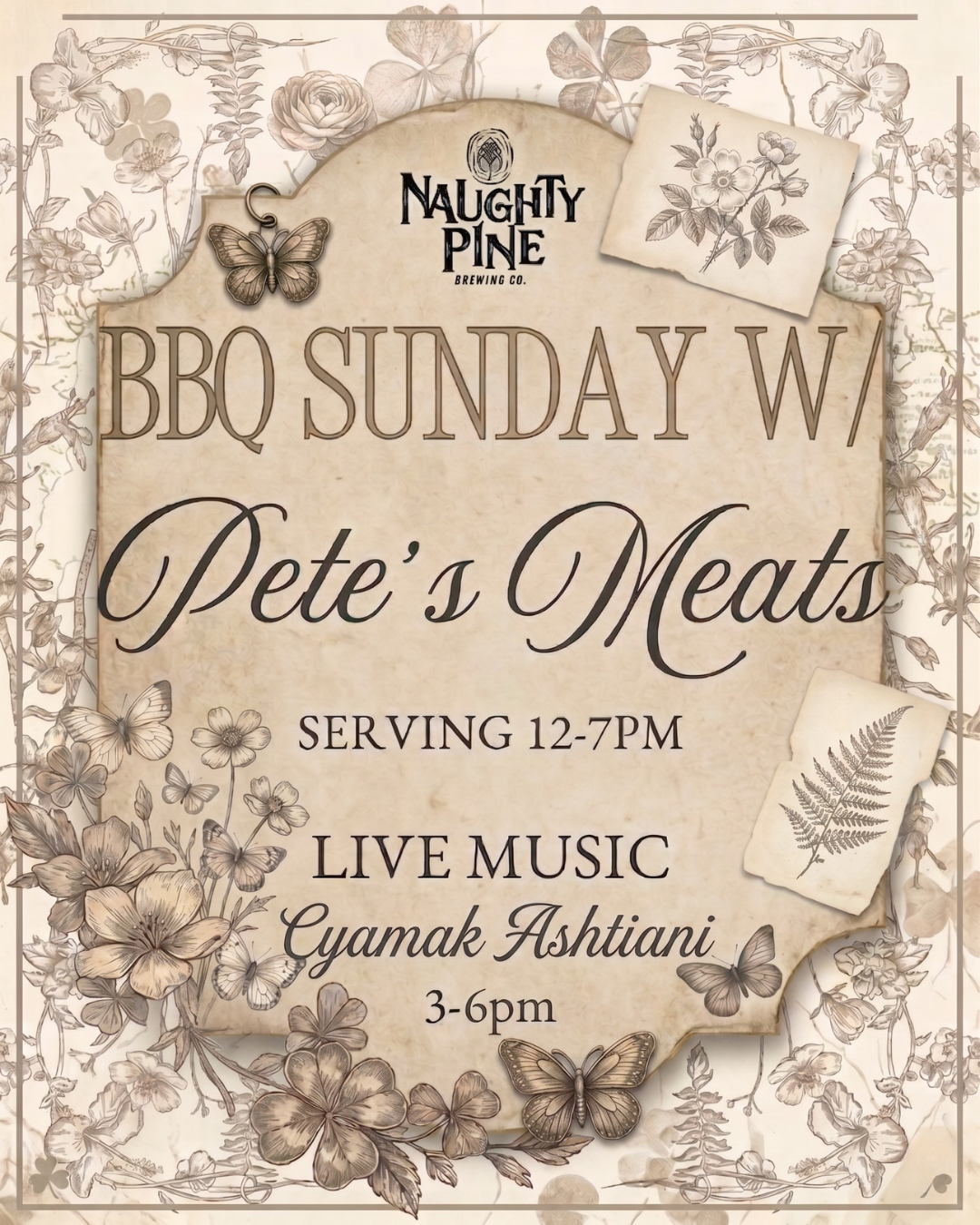 BBQ Sunday 12-7pm and and Cymbal 3-6pm.