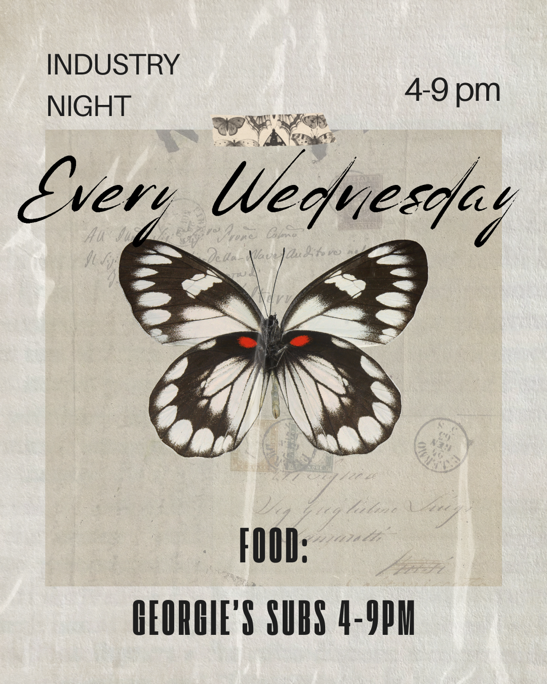 Industry Night 4-9pm and Subs 5-9pm.