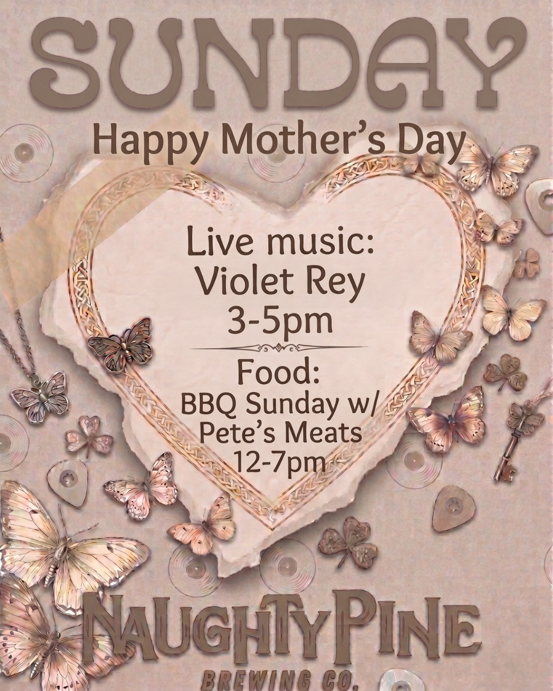 Violet Rey 3-5pm. Pete's Meats 12-7pm.