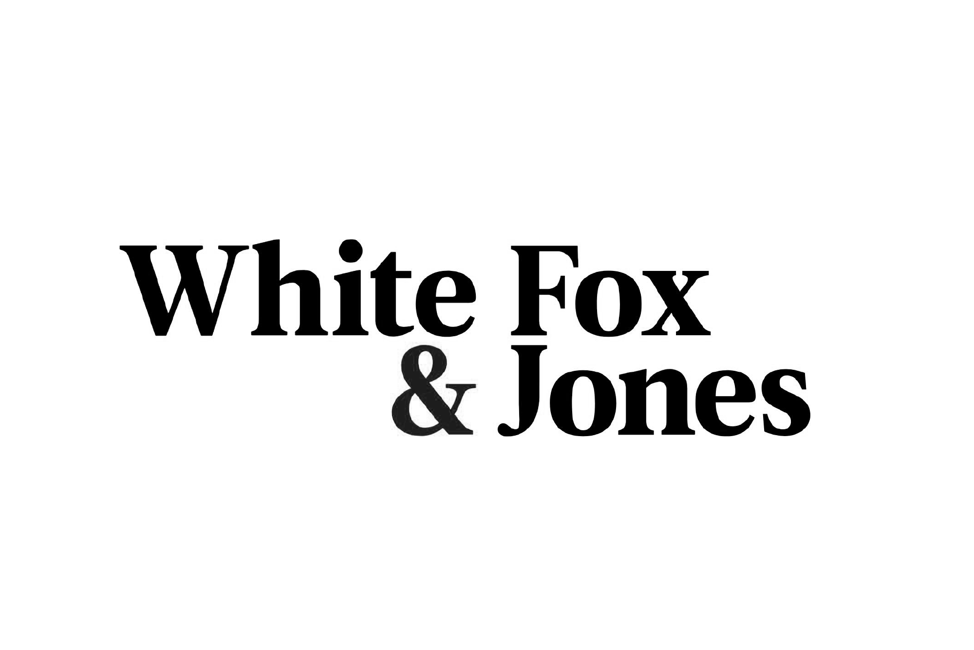 The text 'White Fox & Jones' in black on a white background.