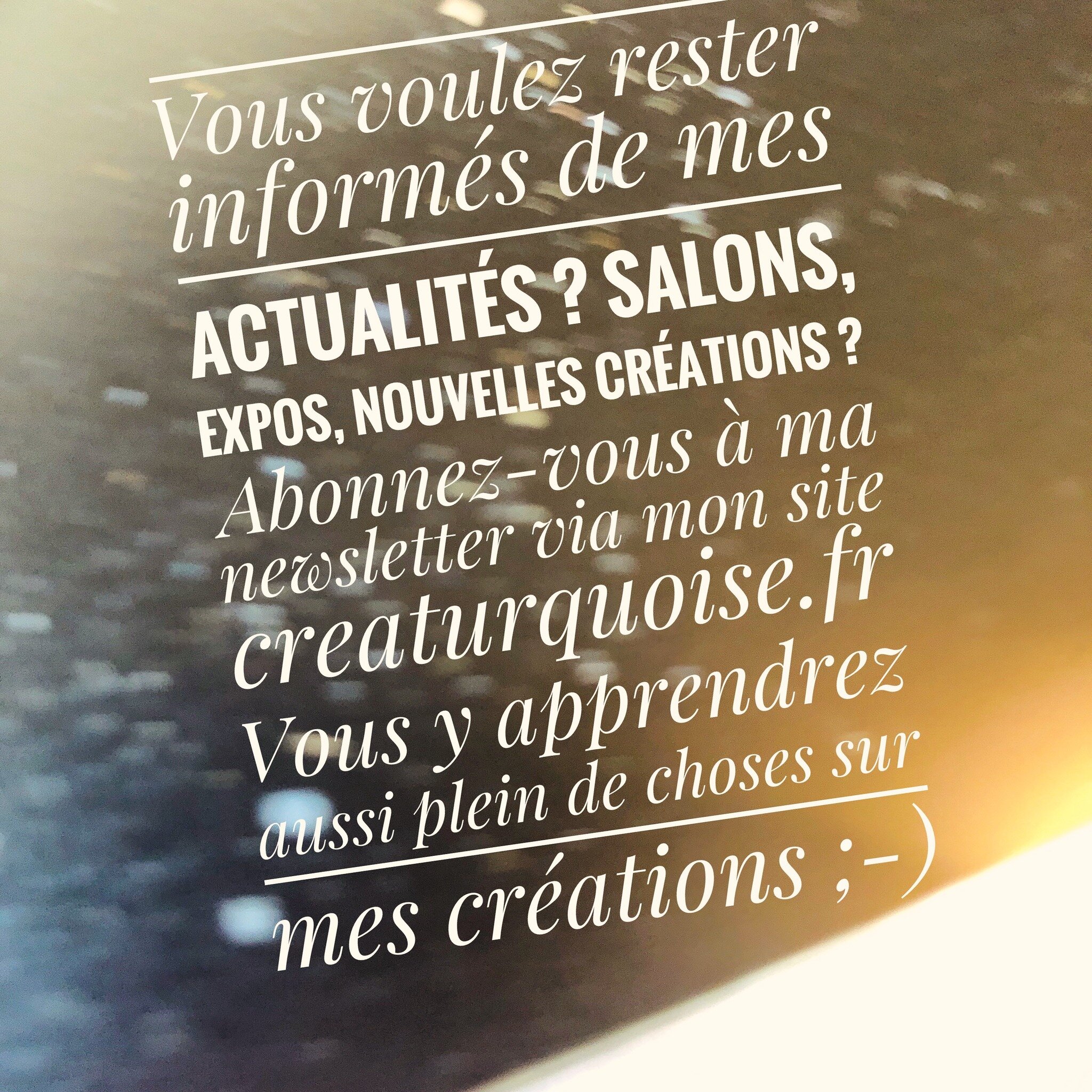 NEWSLETTER 
👉 pas seulement une fa&ccedil;on d&rsquo;encombrer sa bo&icirc;te mail 🧨
👉 C&rsquo;est aussi une mani&egrave;re de s&rsquo;informer et de recevoir de temps en temps une s&eacute;lections d&rsquo;infos et d&rsquo;articles sur un cr&eacu