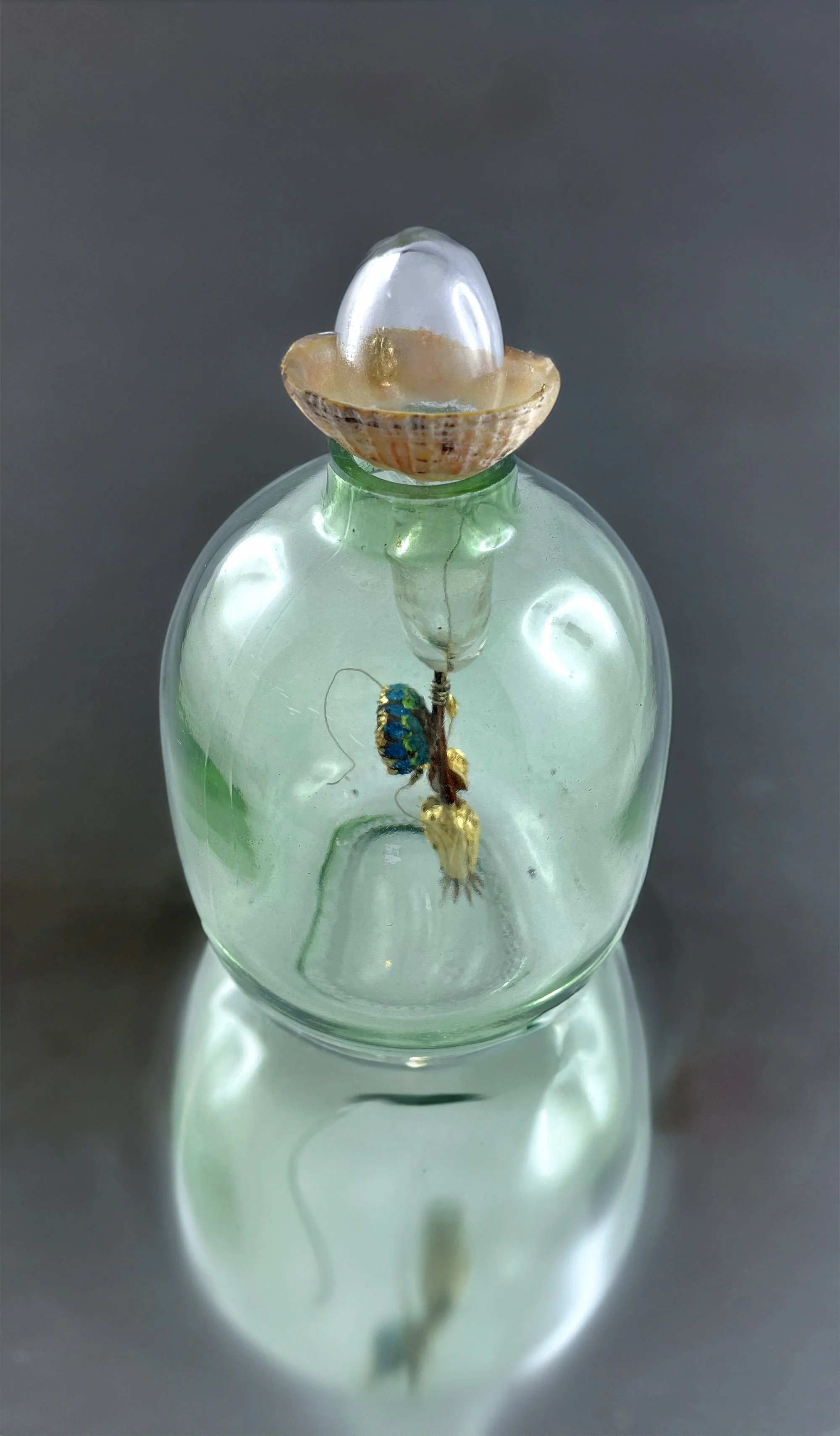 creaturquoise_or_carafe_verre_graines_coquillage_filaments.jpg