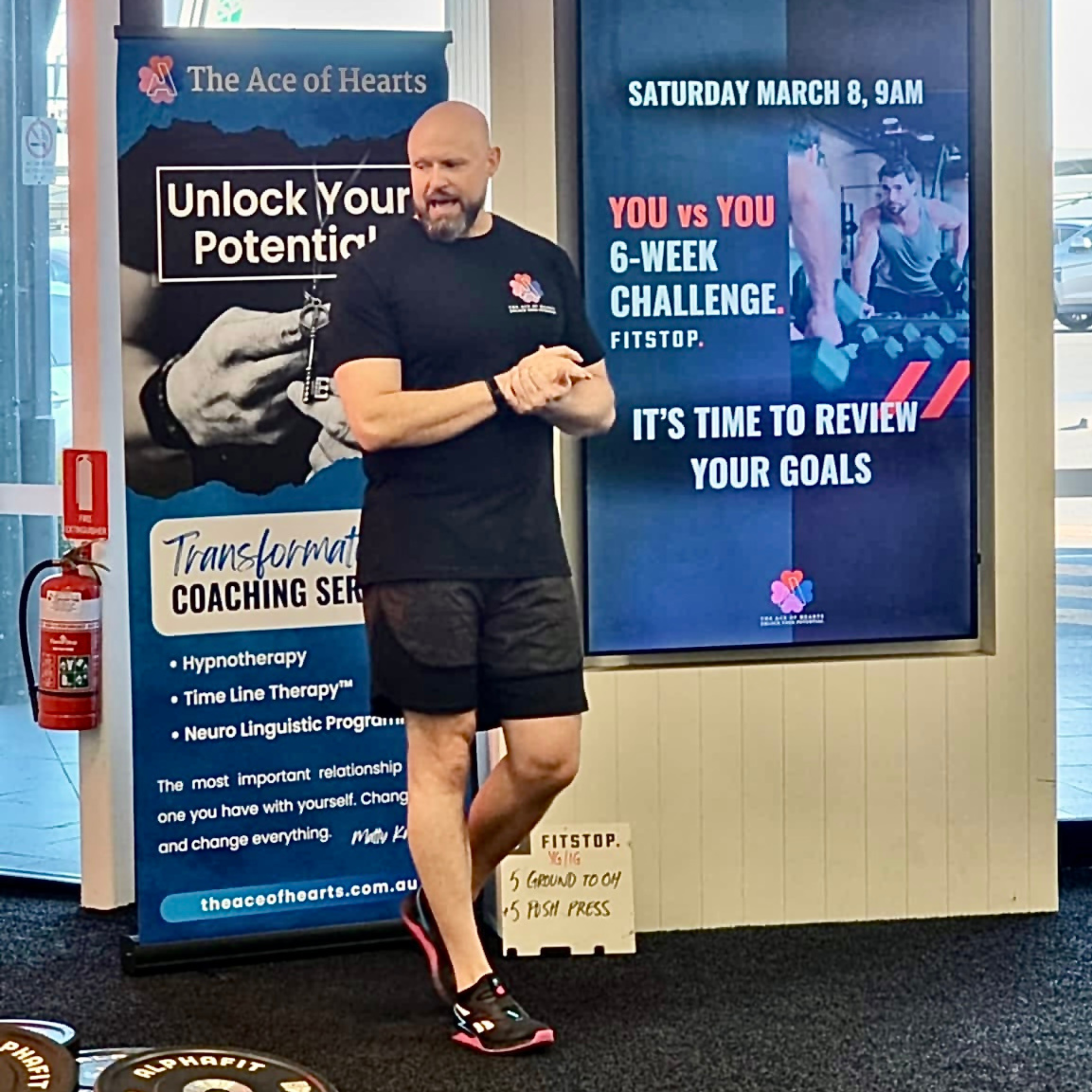 The Ace of Hearts training coaching service.  "Unlock Your Potential." Saturday, March 8th at 9 AM, "You vs You 6-Week Challenge." Matty Knowles, Fitstop Noarlunga, Fitstop Southgate, Fitstop, Brighton, Fitstop Blackwood, Hypnotherapy Goals session