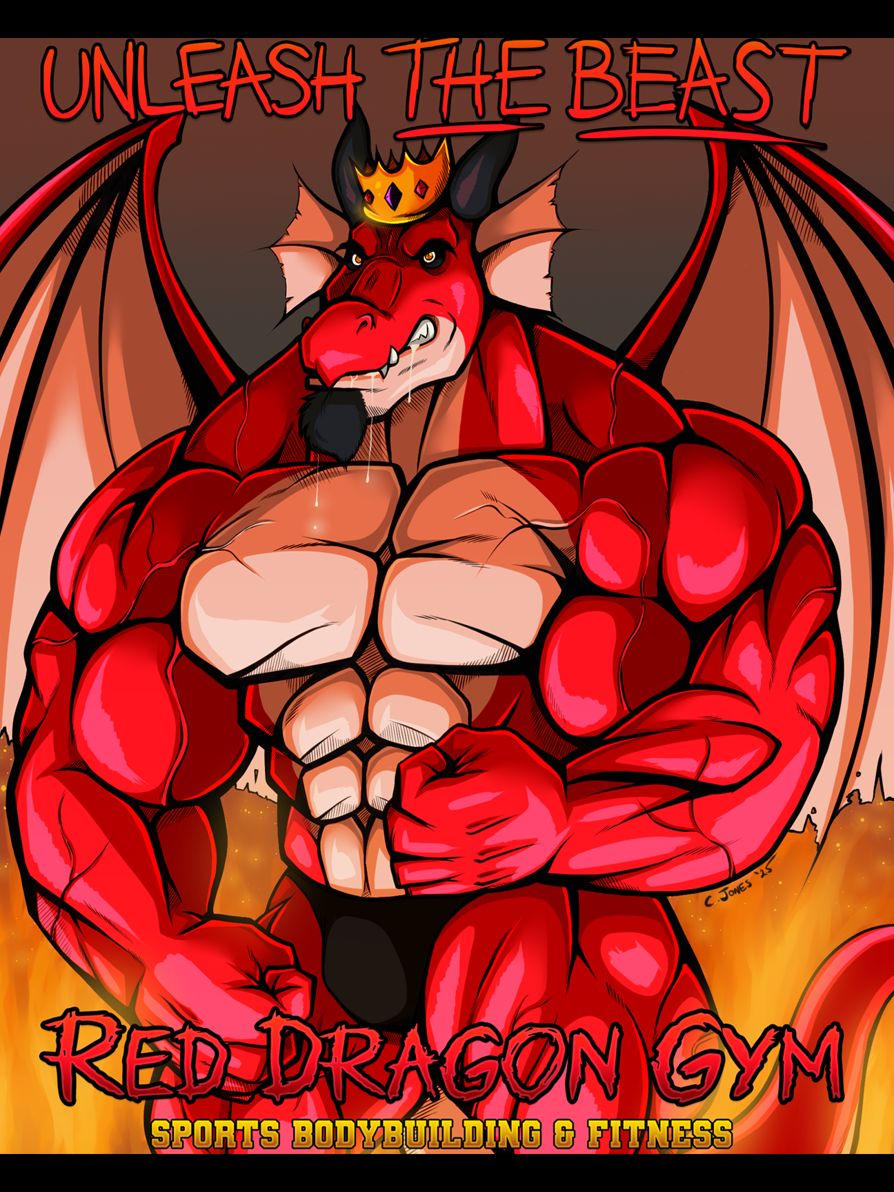 Red Dragon Gym Motivational Poster Design