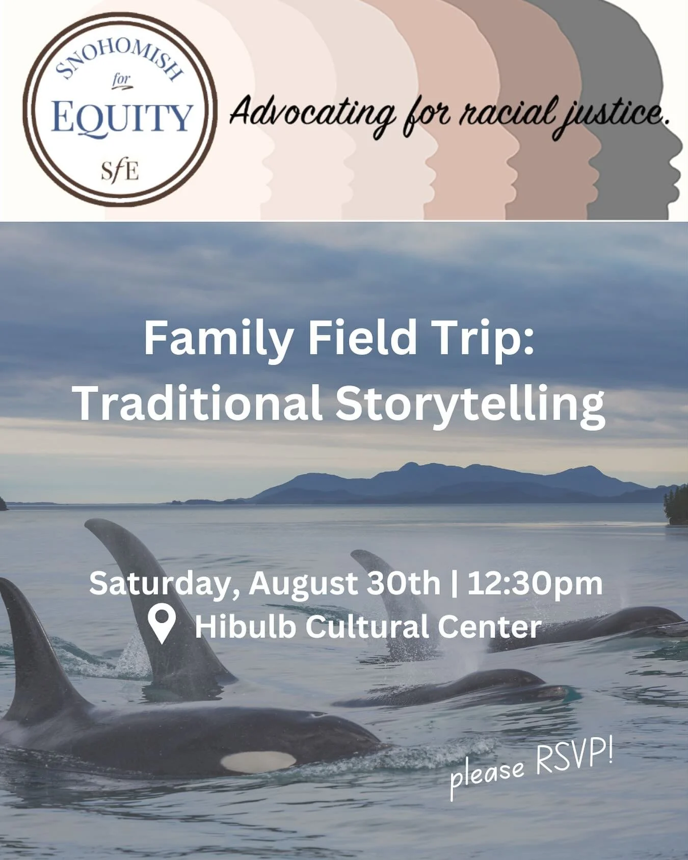 Join us! Instead of our regular community meeting, join us for a field trip to the Hibulb Cultural Center for Traditional Story Telling. 

What you need to know:

🔹Storytelling begins at 1pm. Please arrive between 12:30pm and 1pm.
🔹This is a family