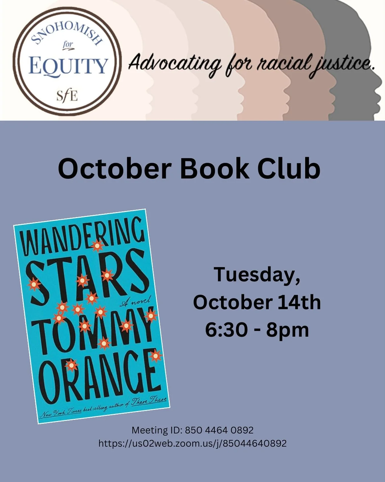 It&rsquo;s time to start reading! We will meet on October 14th (the day after Indigenous Peoples Day!) to discuss Wandering Stars by Tommy Orange. 

Pro tip: sign up to our email list via our website to get the zoom link 🔗 straight to your inbox! 

