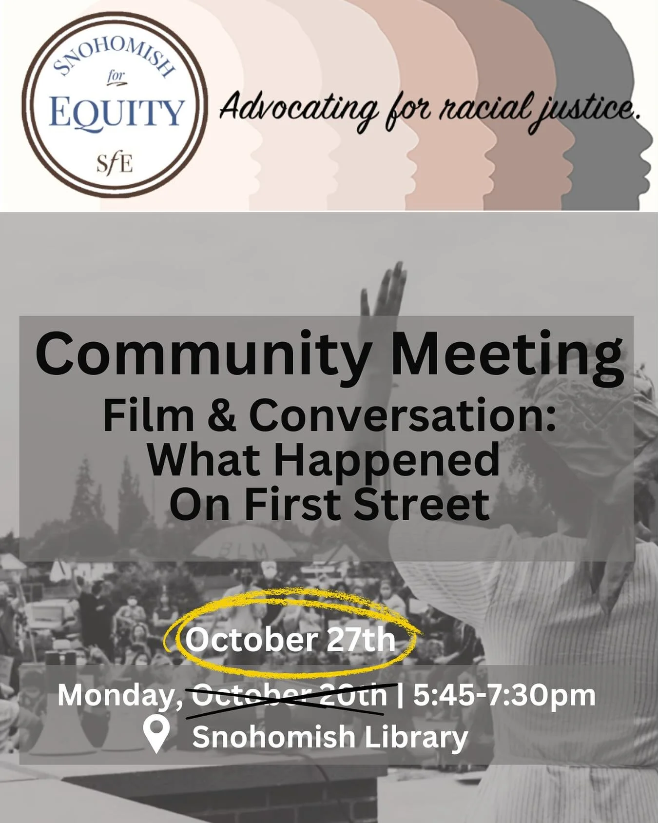 New date alert!! ‼️ 
Because the Snohomish School District and Snohomish Education Foundation are hosting an event on October 20, we&rsquo;ve shifted the screening of What Happened On First Street to Monday, October 27. 

We hope this allows parents,