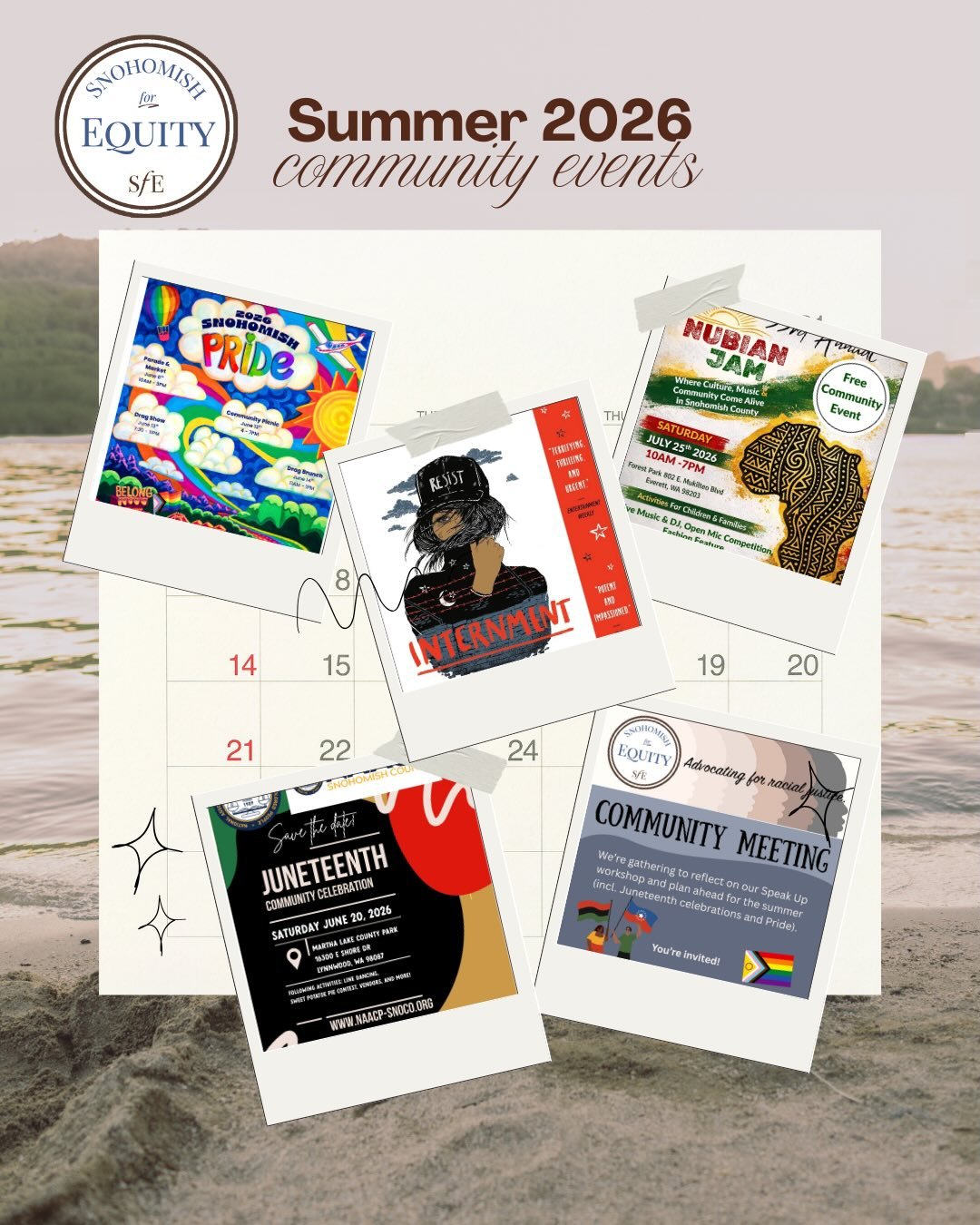 Can you believe summer is just around the corner? ☀️ 

Here are some community events we plan to attend. Will you join us? 

Snohomish for Equity Community Meeting
Today, 5/18, 6-7pm, Snohomish Library
We&rsquo;ll reflect on our Speak Up at School wo