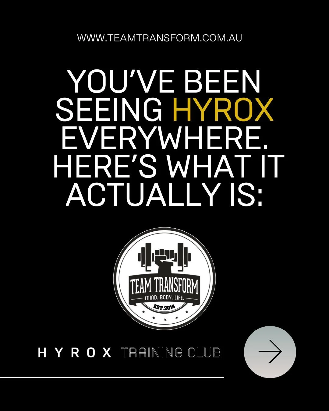 🔵⚪️⚫️ What is HYROX? 🧐

Who is it for? 🙋&zwj;♂️

Where can you train for it? 💁&zwj;♀️

When is the next event in Sydney? 🤔

If you&rsquo;ve got questions&hellip; TT has your answers! 🙌

Book in a FREE Hyrox trial session. Click CONTACT link in 