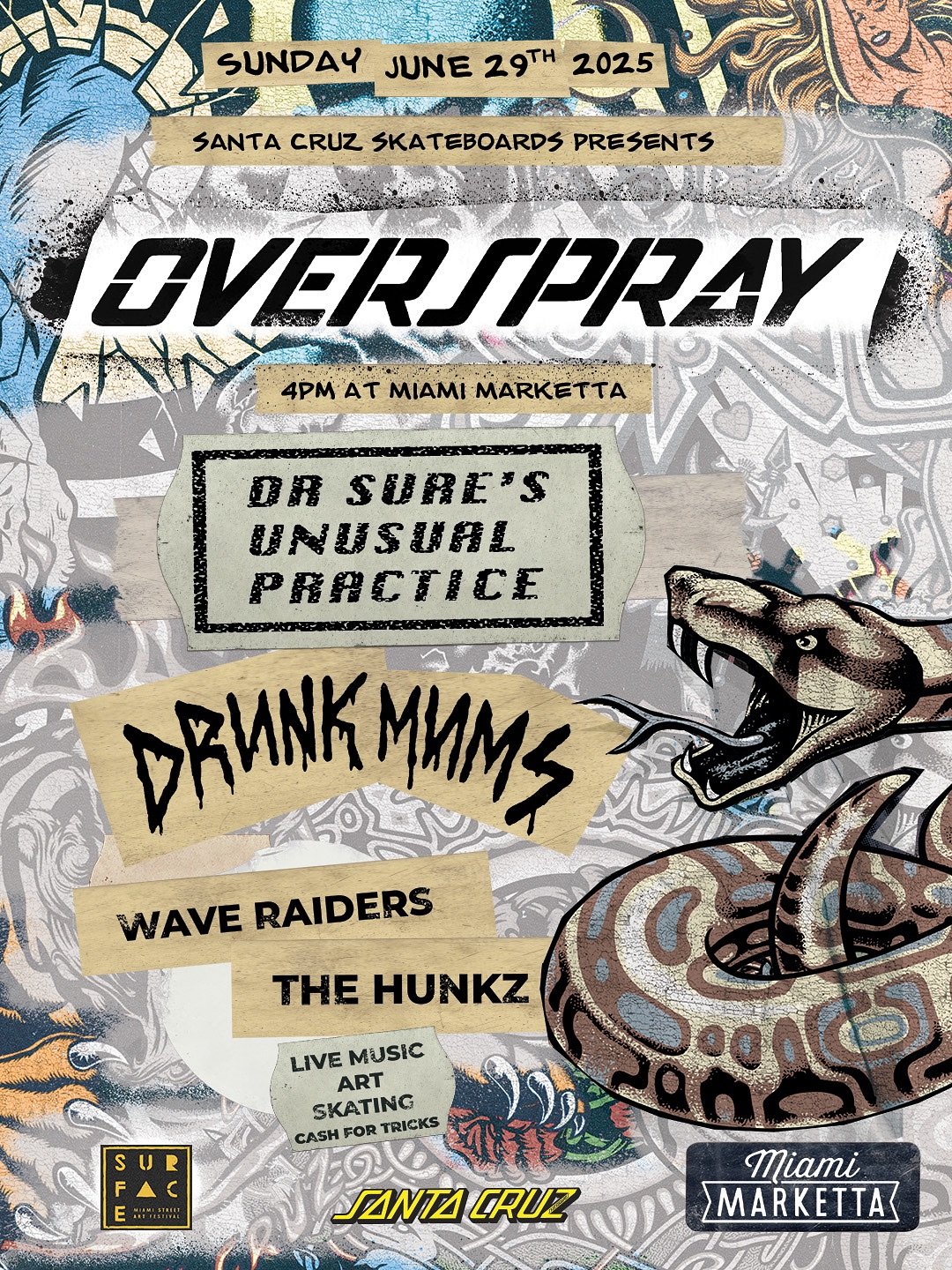Free music festival&hellip; OVERSPRAY⚡️

Presented by @santacruzoz as part of @surfacefestival &hellip; kick of the 2025 program with the ultimate FREE Sunday sesh 

@drsuresunusualpractice 
@drunkmums 
@wave_raiders_official 
@thehunkz 

SATURDAY 29