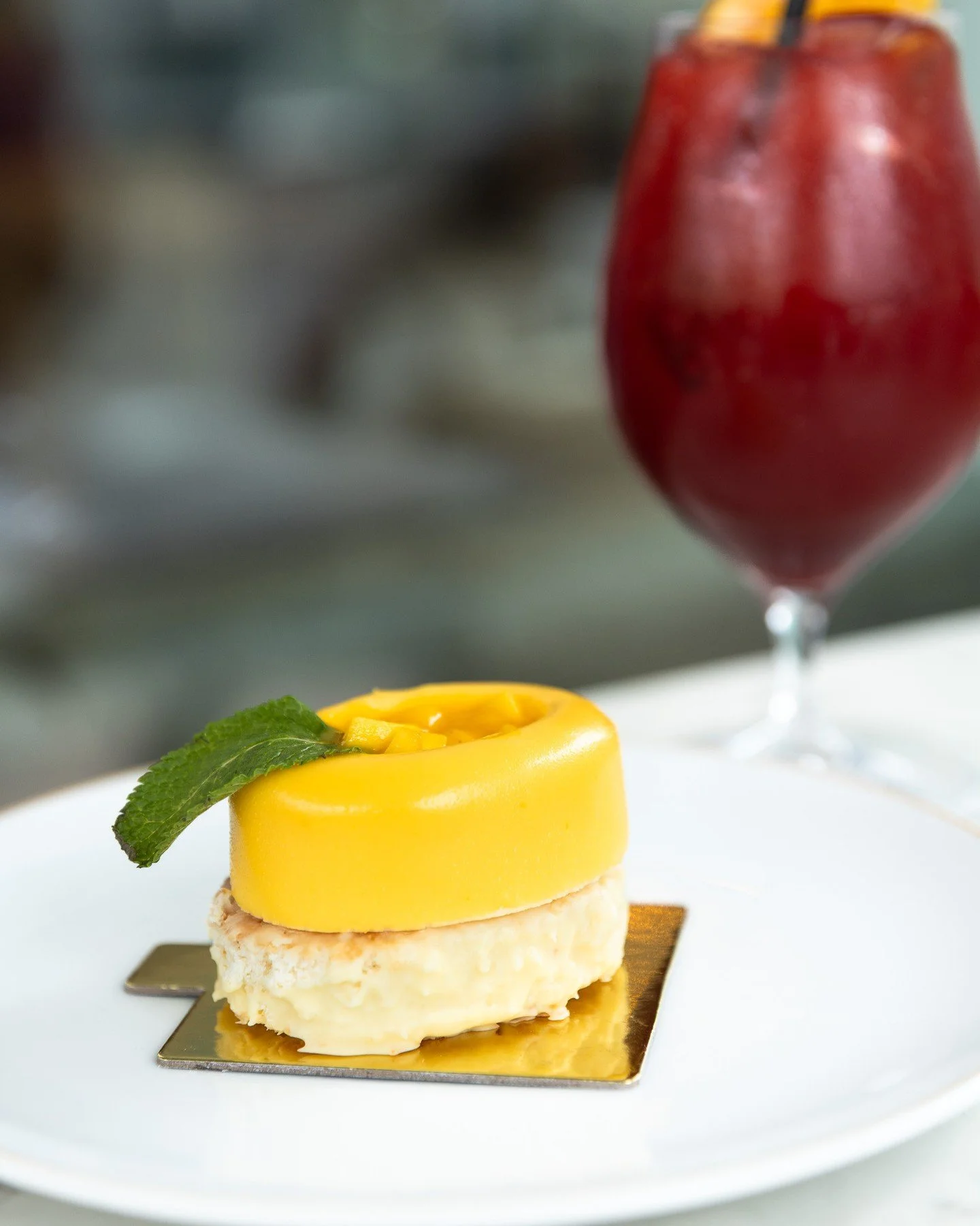 You deserve a sweet treat 😋 mango passionfruit dome and cherry &amp; blood orange spritz are the perfect duo ✨️