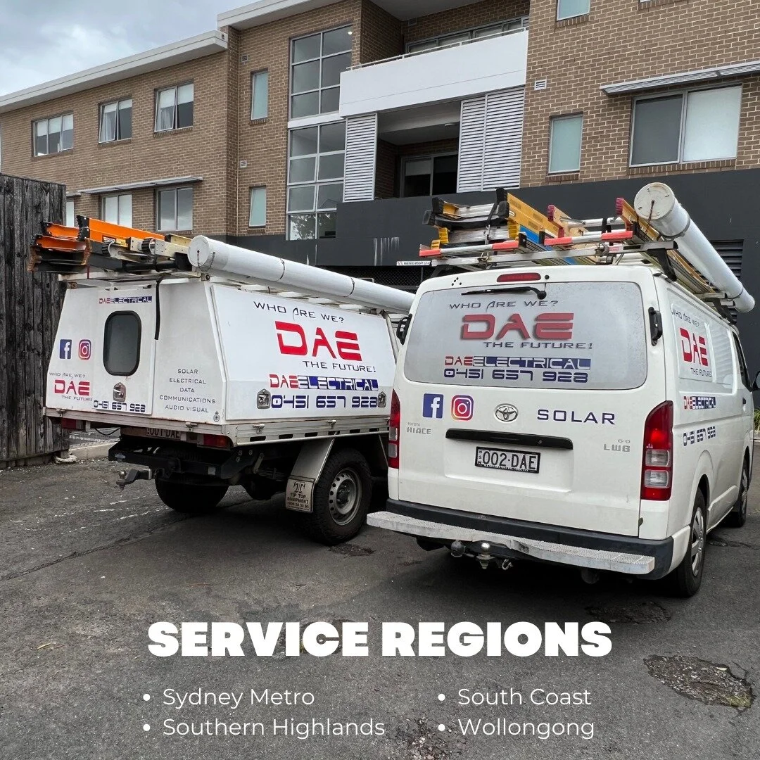 As DAE Electrical is based in Helensburgh, it gives us the unique opportunity to service the following regions: 

-Sydney Metro
-Southern Highlands
-South Coast
-Wollongong 

We supply a wide range of electrical services for all personal, commercial 