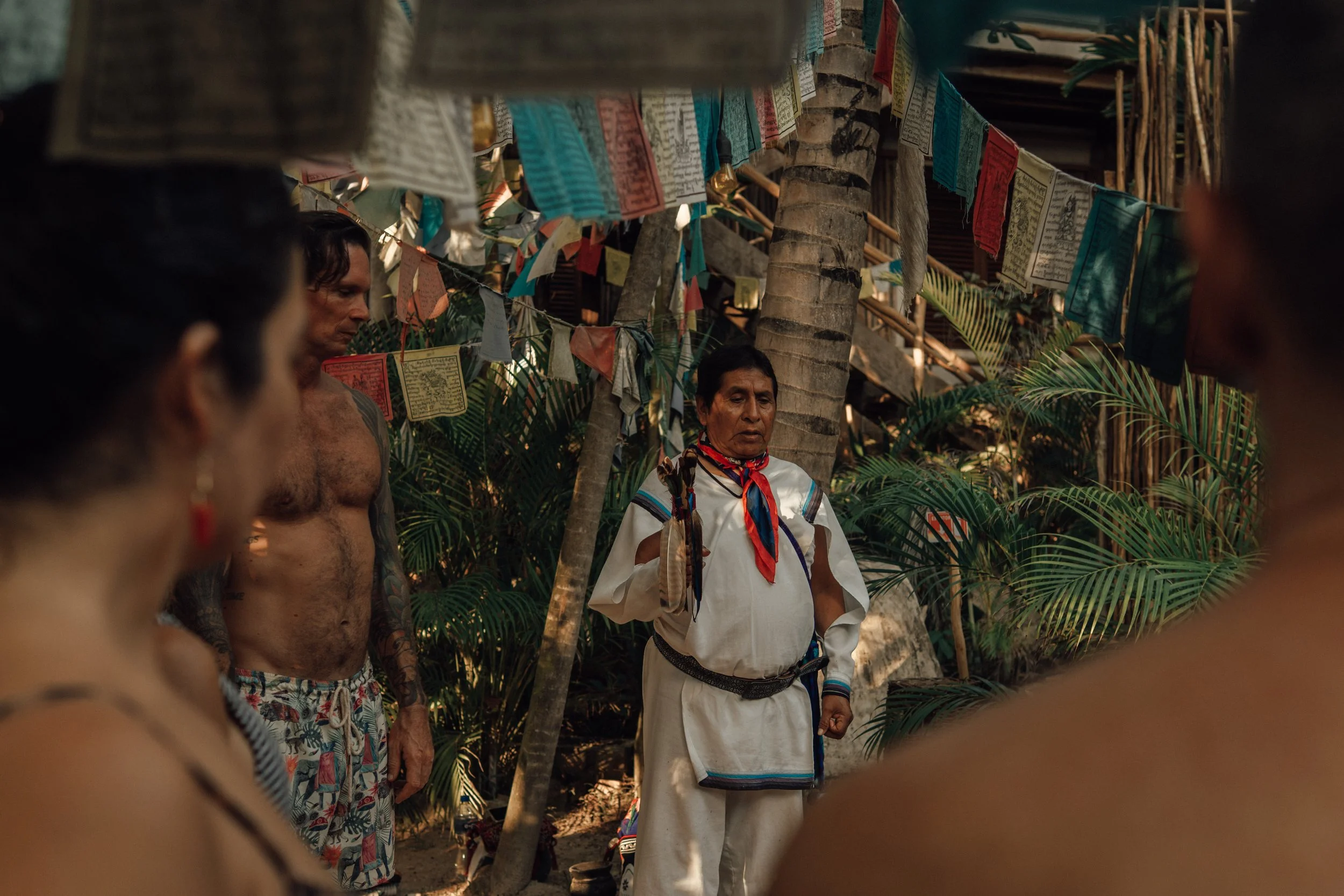 Traditional medicine man prepares for a beachfront Temazcal at Medicine Wheel Tulum. An authentic indigenous ritual held where the jungle meets the sea.