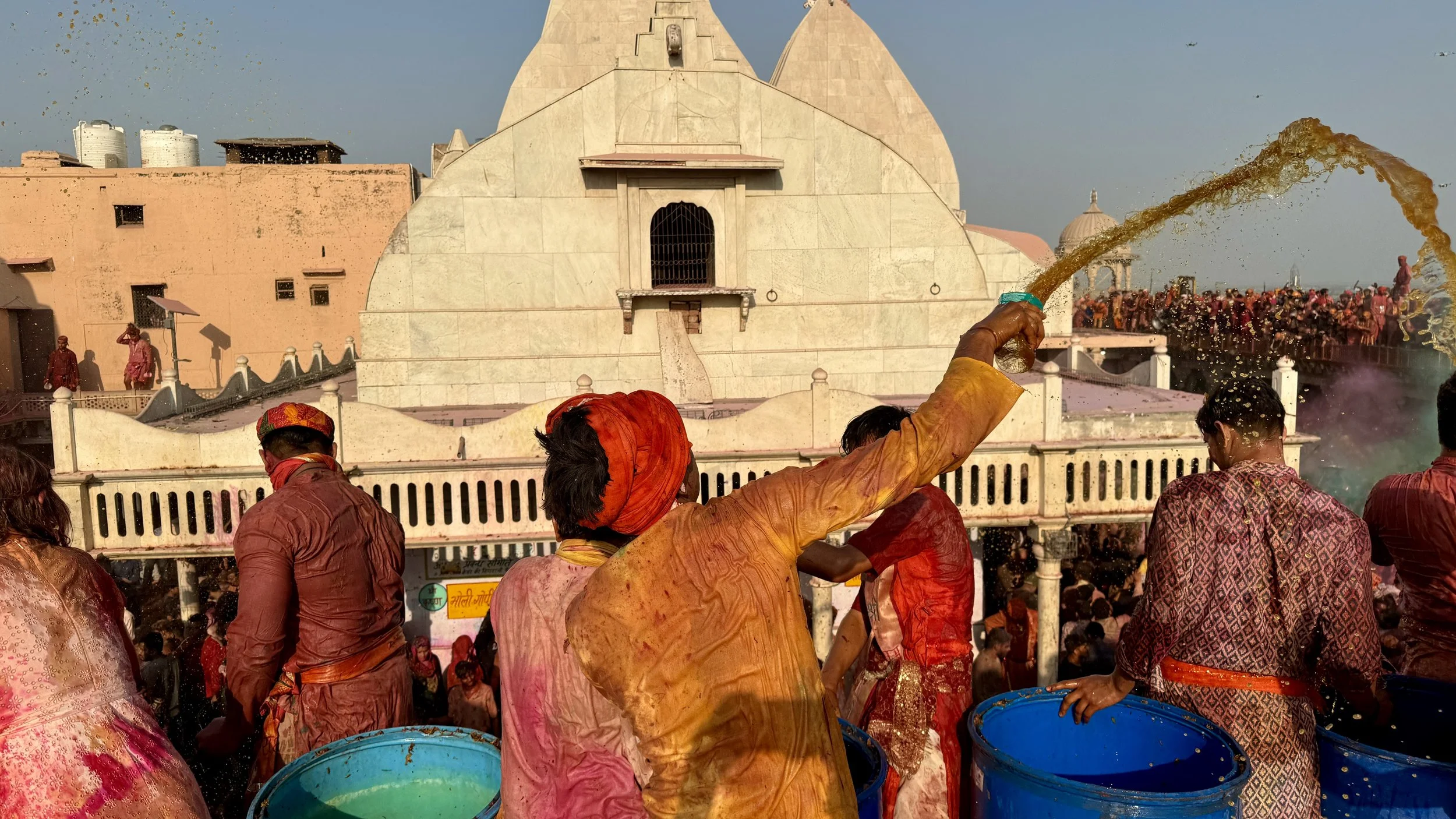 Group of people celebrating Holi in India