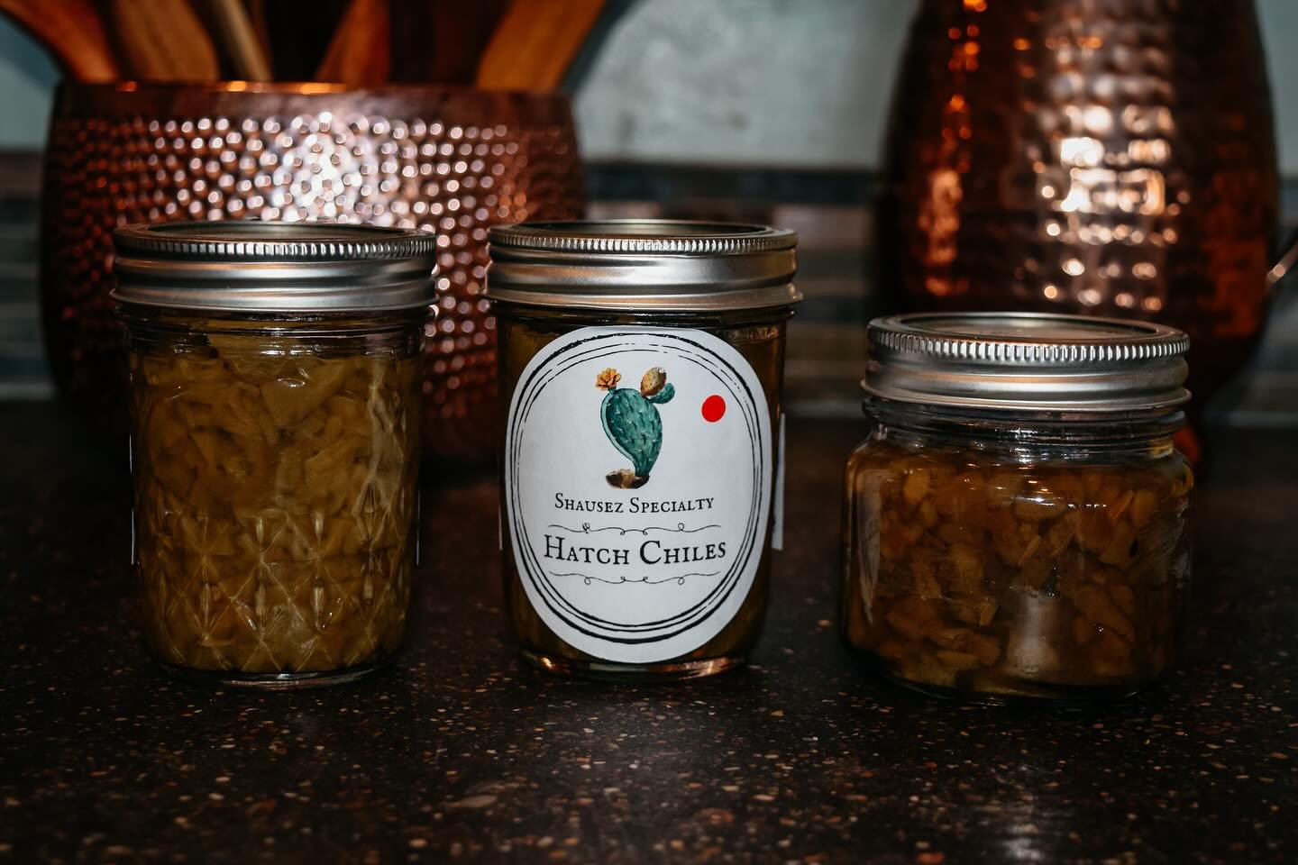 My mom started a business and I wanted to share some of the products she has for sale. 

Mild, Medium and Hot Green Hatch Chiles in half pint jars. $8.00 each

Cowboy Candy in pint jars. $12.00 each (this is my absolute fav hence the picture shows a 