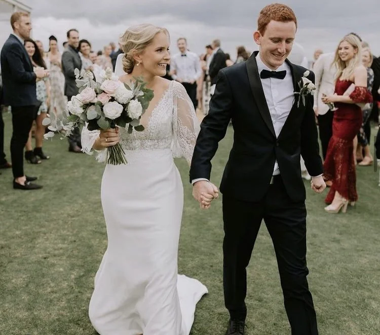 bride and groom just married hair and makeup