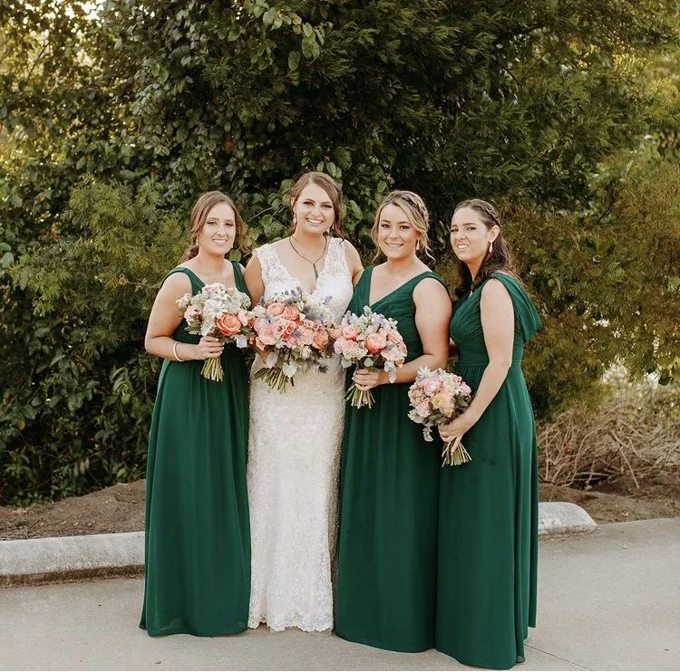 green dresses bridal party