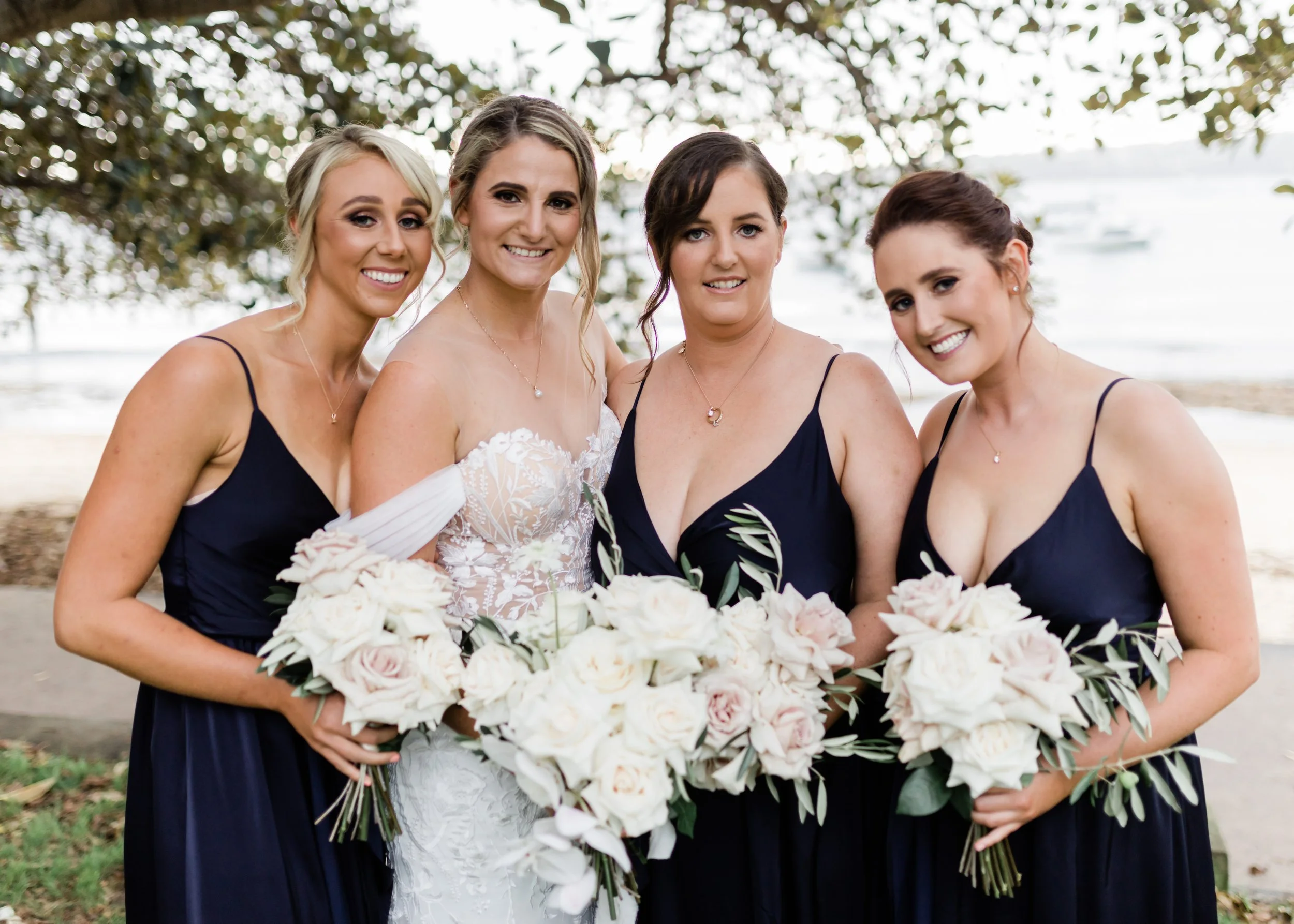 beach wedding bridal party