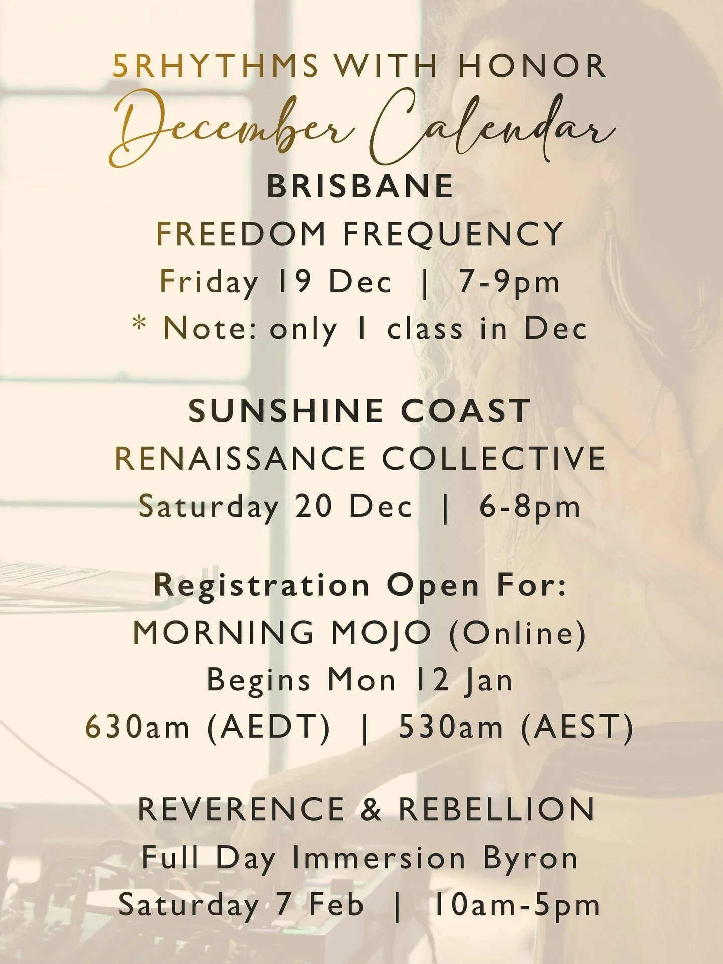 DECEMBER 

Hi beautiful friends near and far.
And&hellip;here we are at the end of 2025! 

As the heat builds, and the rays of the days stretch longer to the light, I feel the invitation to move 𝚜𝚒𝚖𝚙𝚕𝚢, 𝚑𝚘𝚗𝚎𝚜𝚝𝚕𝚢, and to let the 𝚍𝚊𝚗𝚌