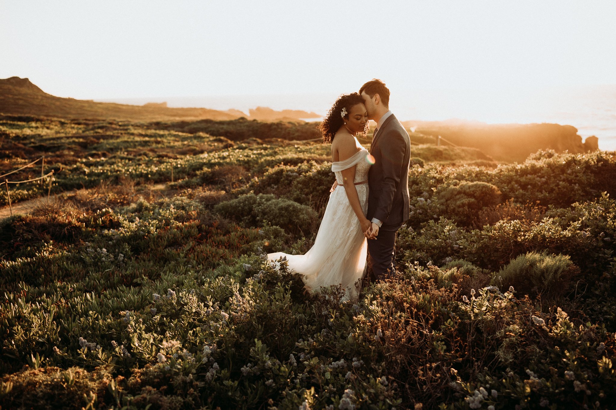 Bride-and-groom-Big-Sur-California-sunset-post-Wedding-day-adventure