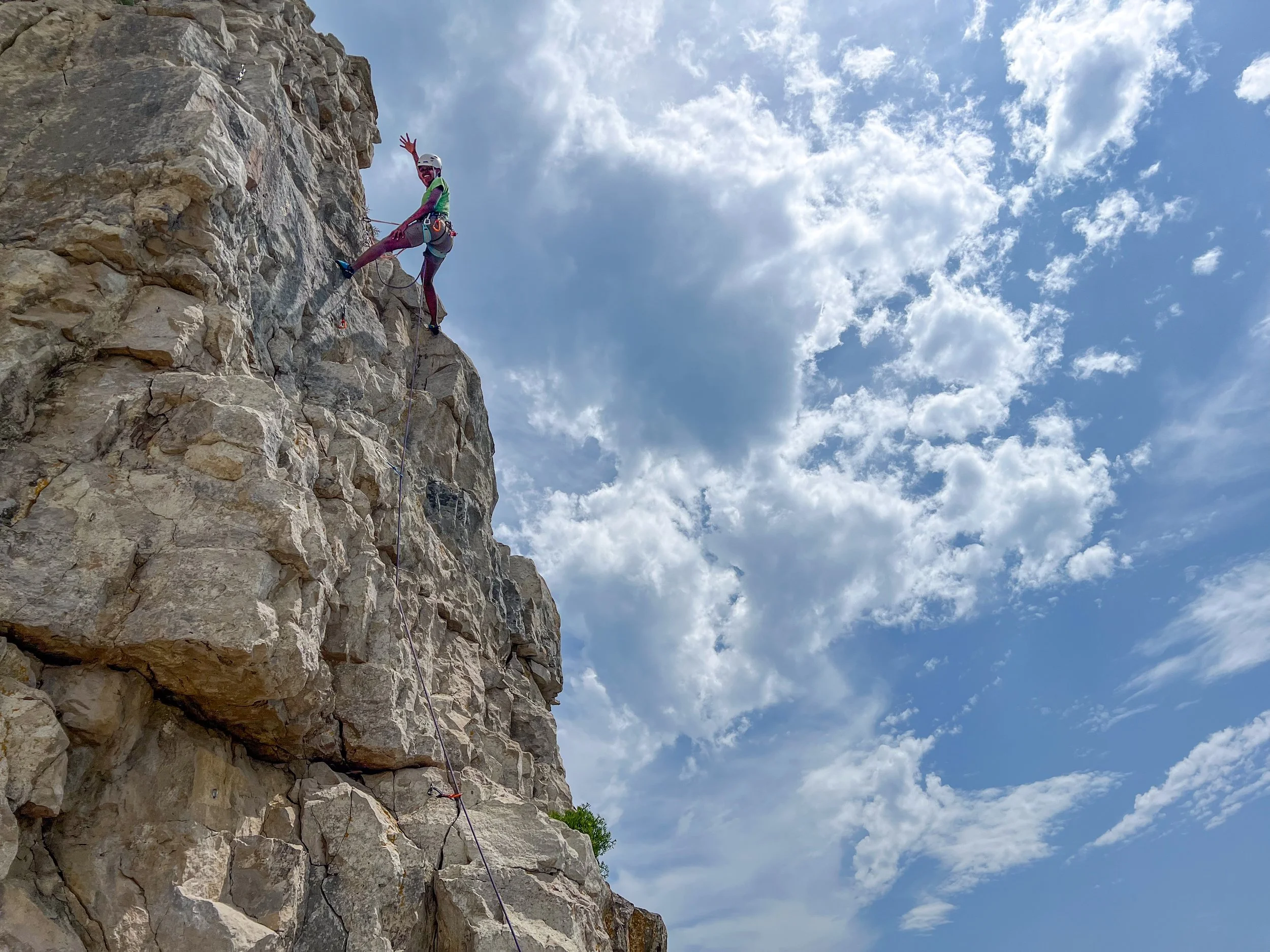 Tabitha, a local yoga teacher in Emsworth and Havant,  rock climbing