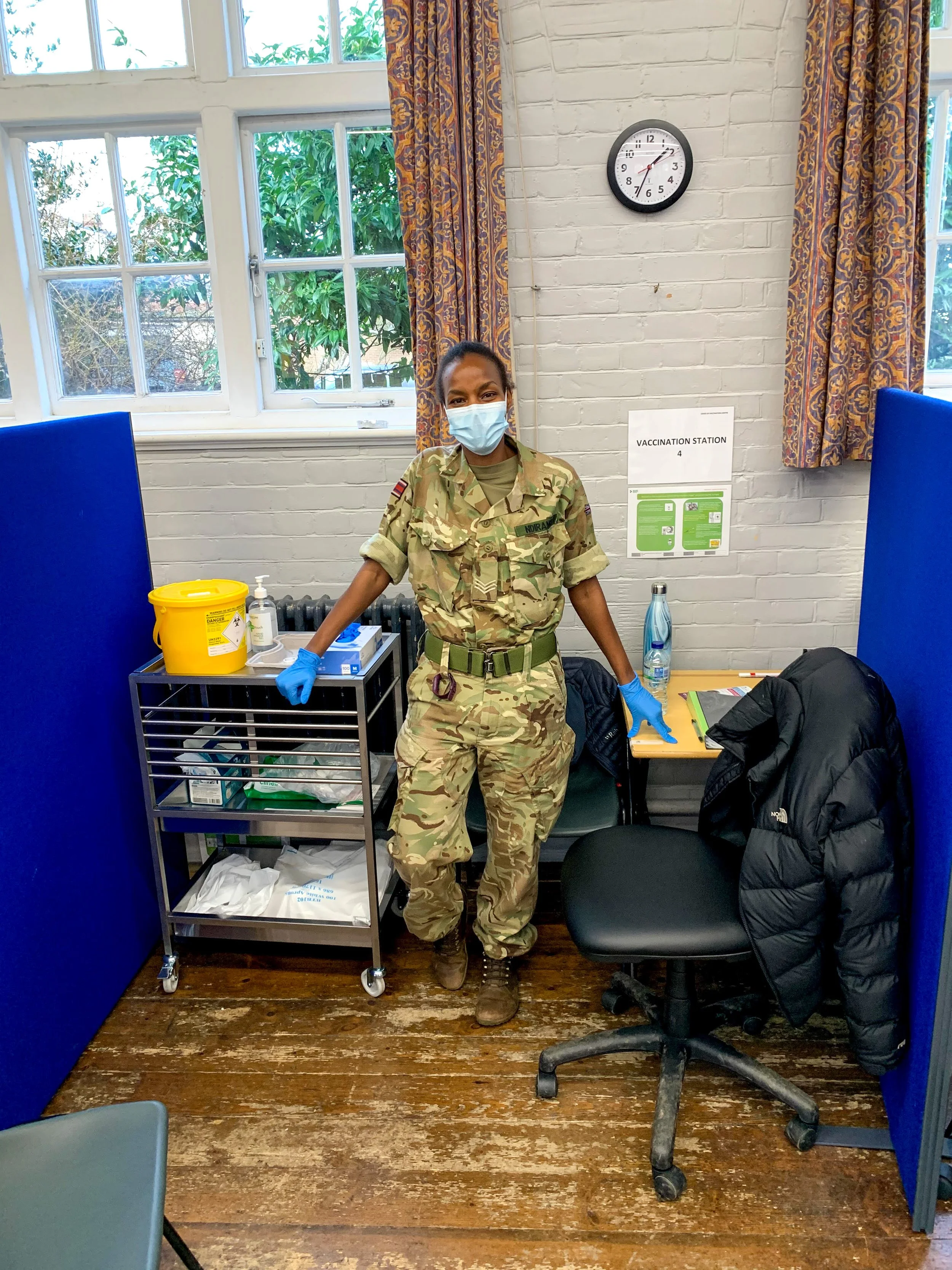 Tabitha, a local yoga teacher in Emsworth, posing in her British Army uniform.