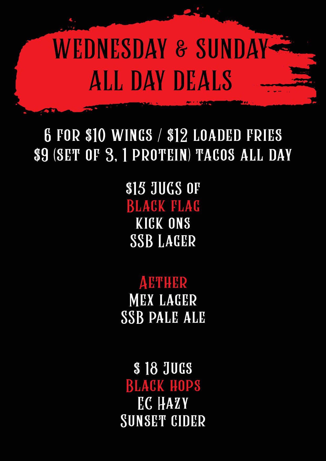 Wednesday &amp; Sunday Deals