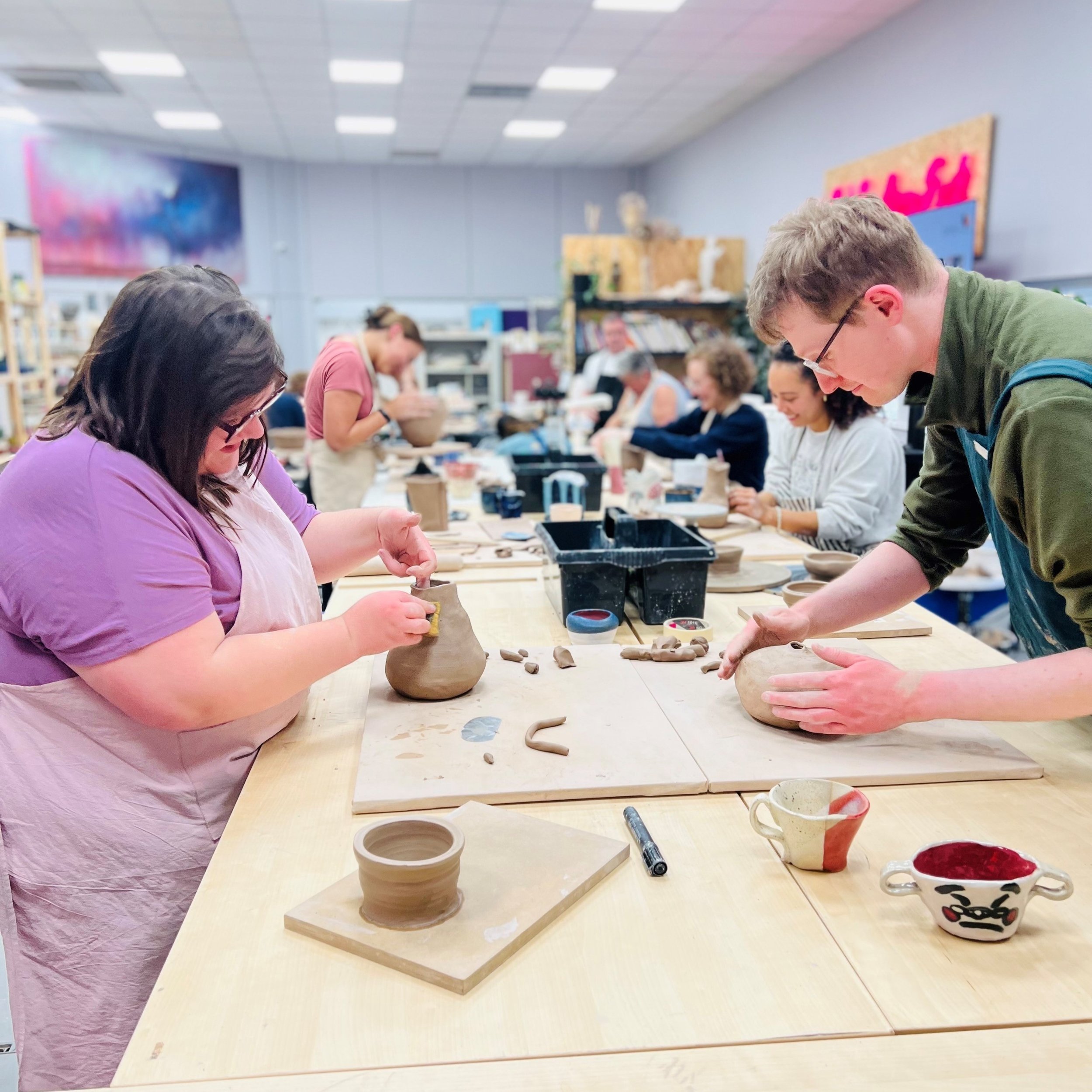 Couple enjoy pottery course Norwich Pottery Studio
