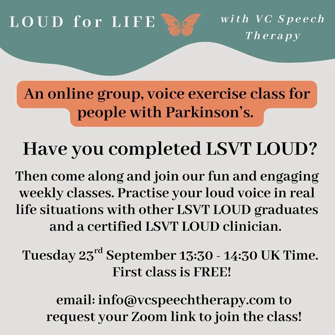 Share with your communities and help people living with Parkinson&rsquo;s keep their voices in shape! If you&rsquo;ve done LSVT LOUD then join us next Tuesday for a free voice exercise class 🏃&zwj;♀️
