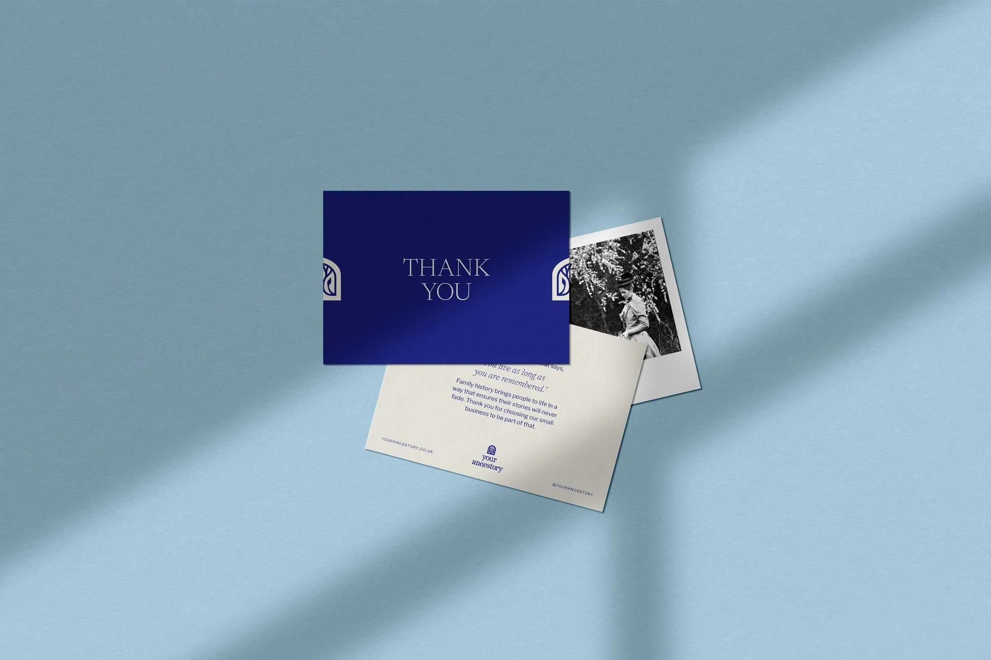 A vintage photograph showing a side profile of a man and a woman facing each other, with the text 'your ancestry' and a tree logo in the center.