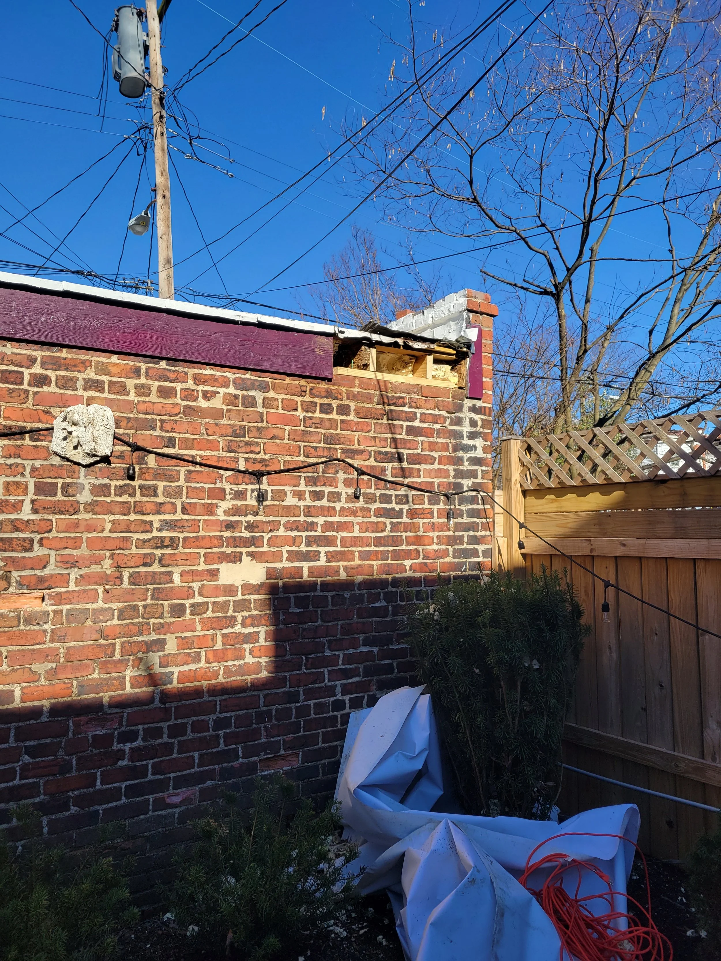 Replaced water damaged roof joists