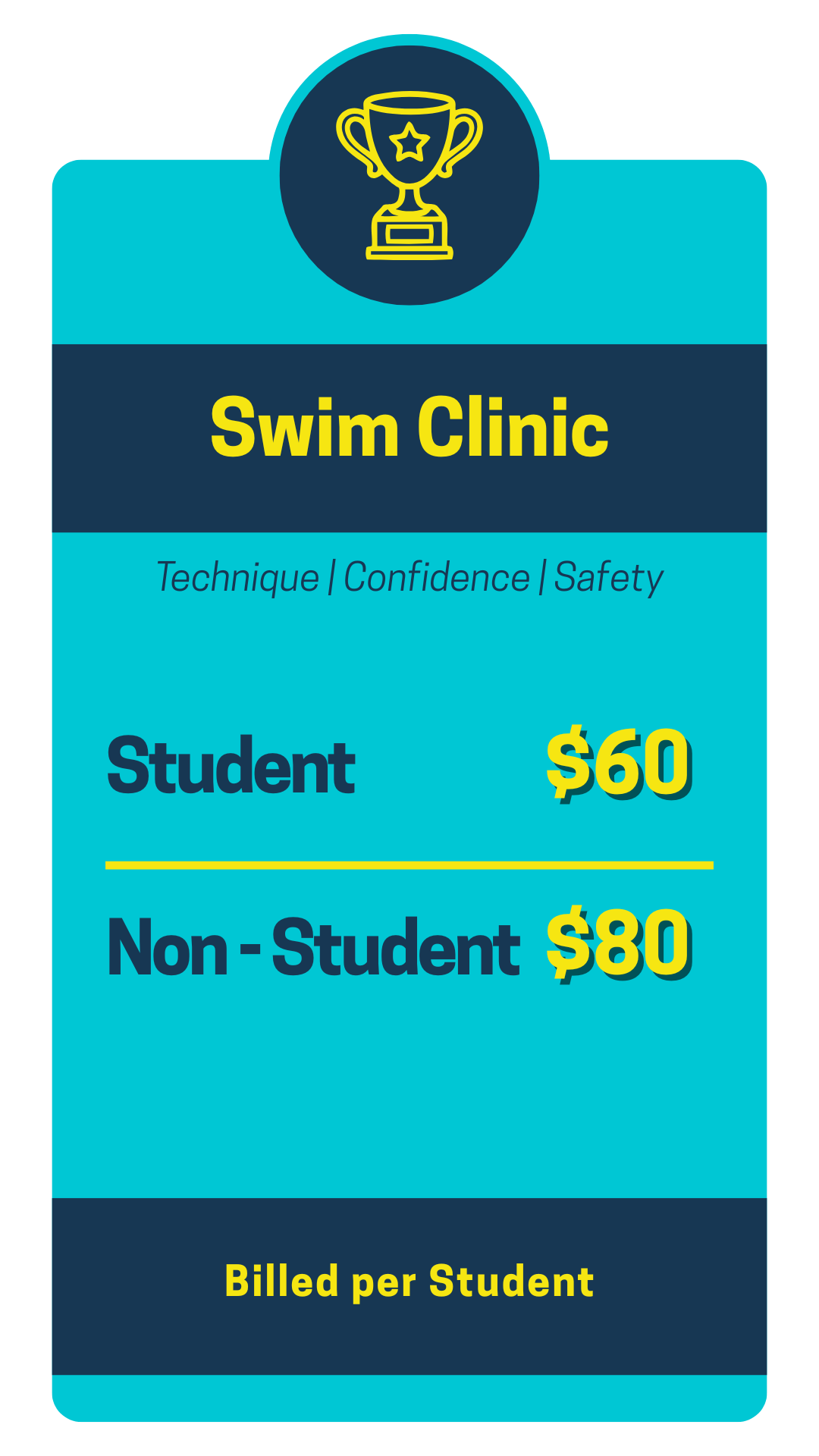 Swim Clinic fees for enrolled Swim It Right students and non-enrolled swimmers in Singapore
