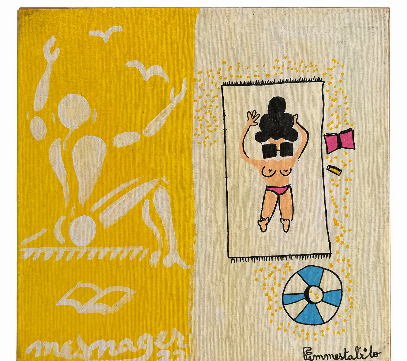 "La plage "  Jérôme Mesnager et Femmestabilo  œuvre originale