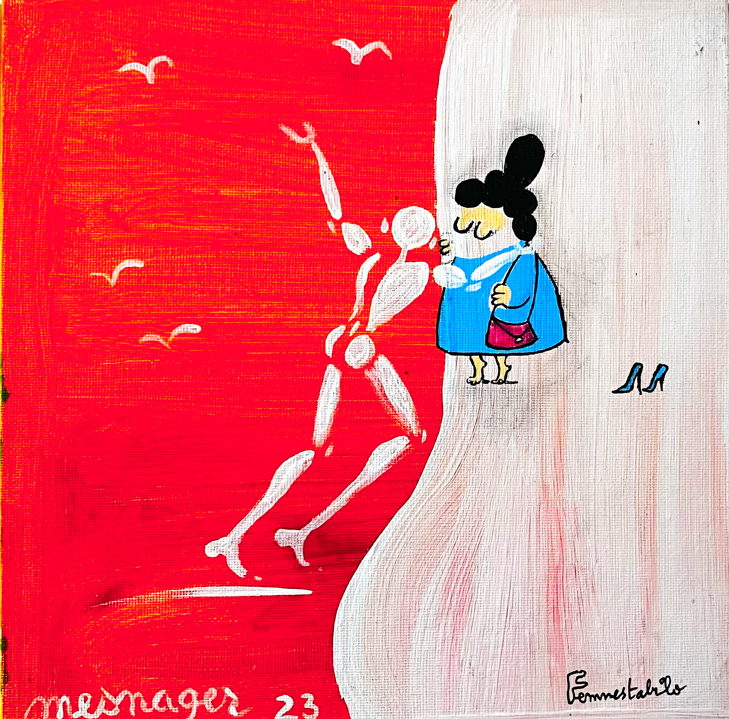 "Le bisou " Jérôme Mesnager et Femmestabilo œuvre originale