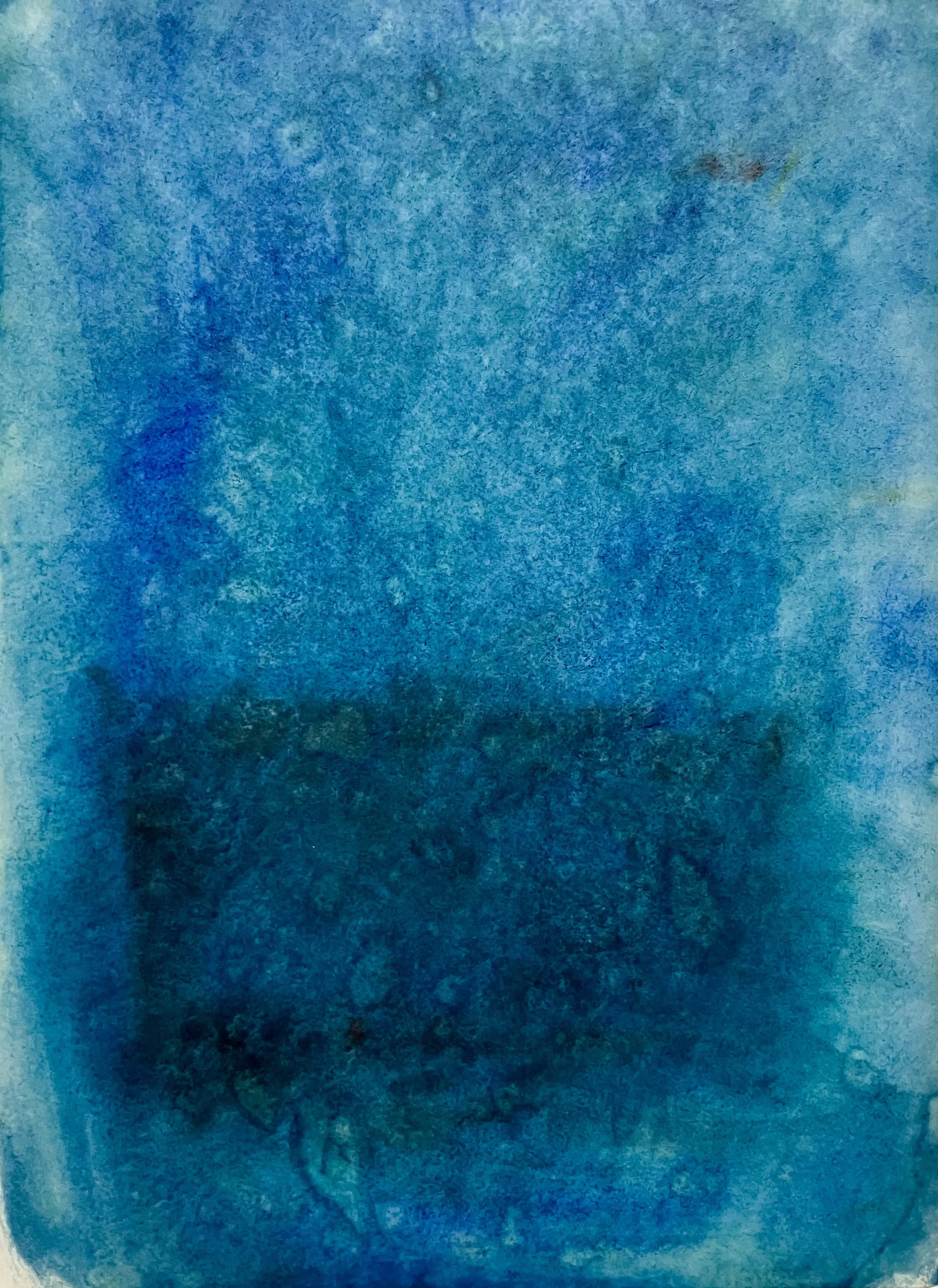A SECRET  Encaustic and Mixed Media on Paper;. Image size 17 x 12.5; 23 x 18.5 with frame. $950