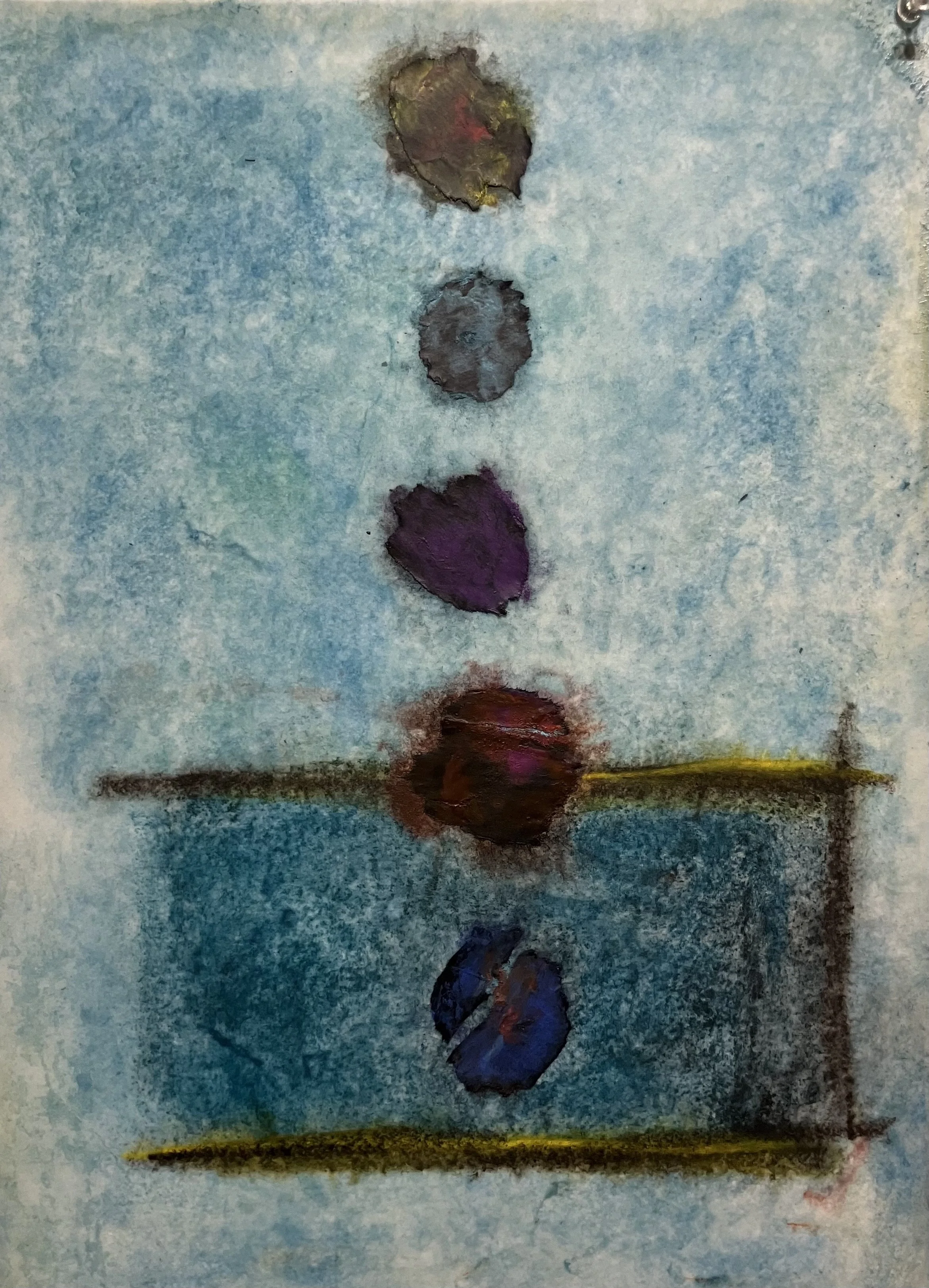 EMERGENT TRUTH  Encaustic and mixed media monotype;. Image size 18 x 12.75; 25 x 17.75 with frame. Free shipping. $950.00