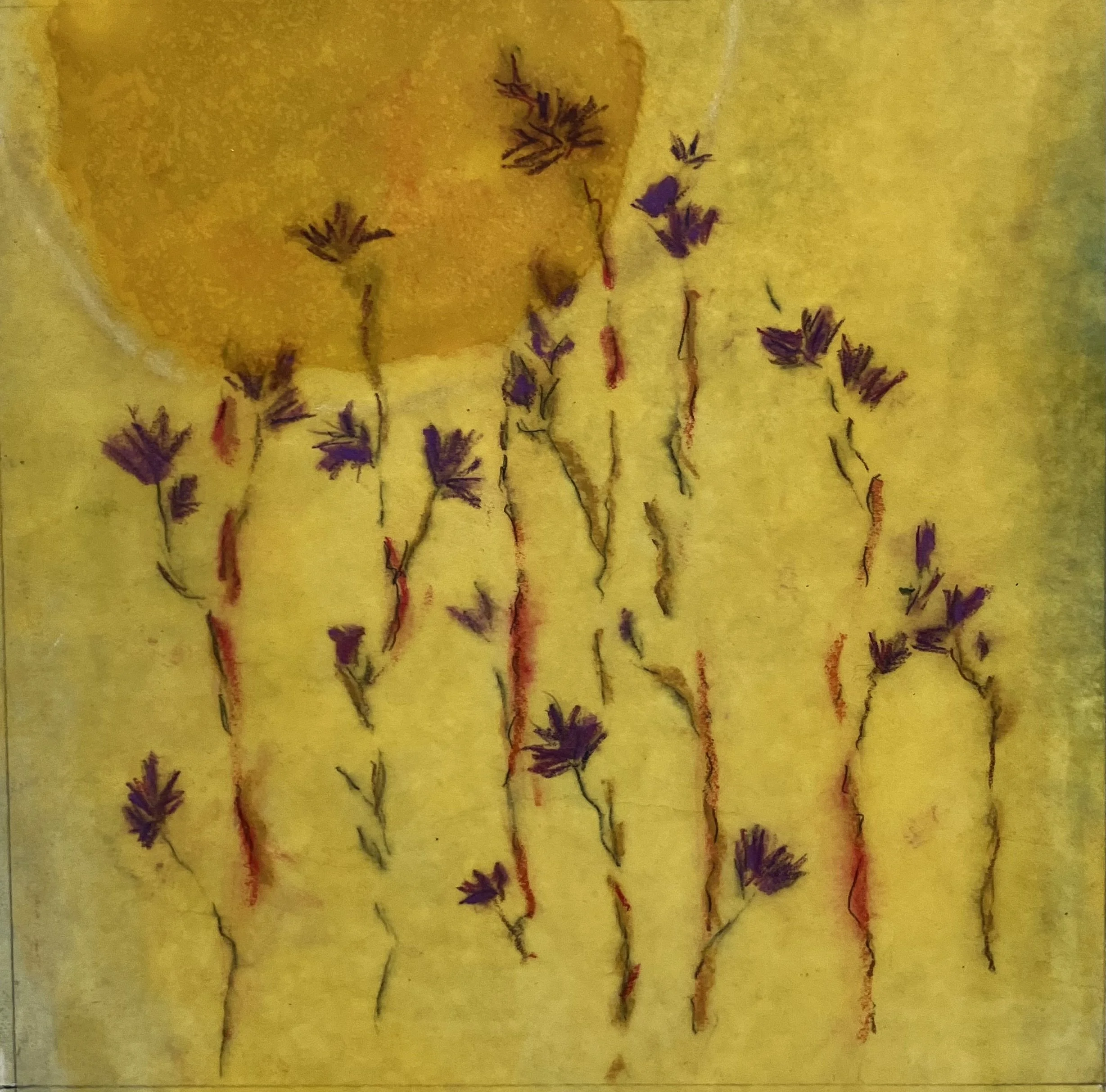 UKRAINE RISES  Encaustic and mixed media monotype; Image size 11.75 x 12; 20.75 x 18 with frame. Free shipping. $950.00