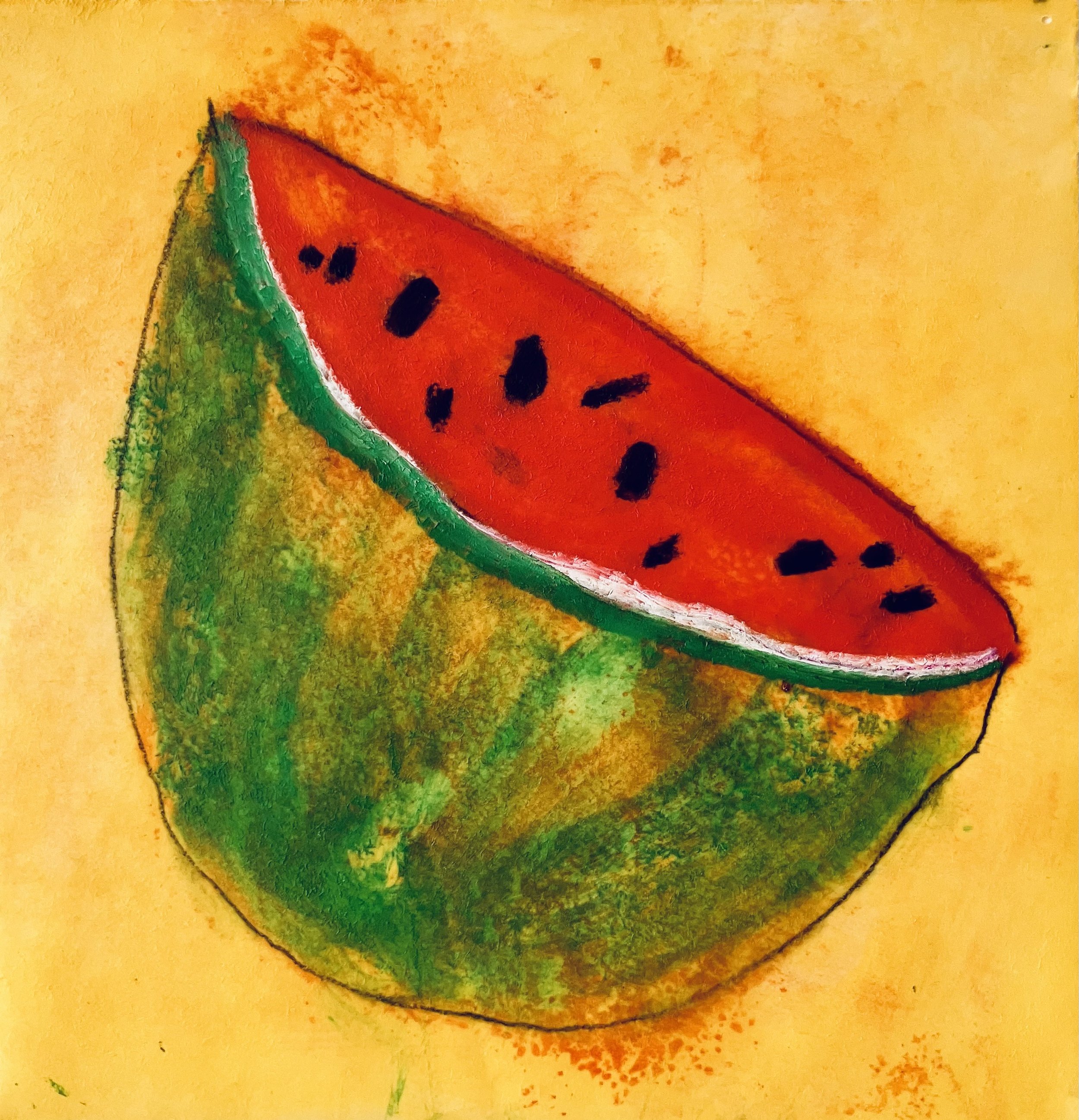 IN OTHER WORDS  Encaustic and Mixed Media on Paper;. Image size 8 x 8; 14 x 14 with frame. $650
