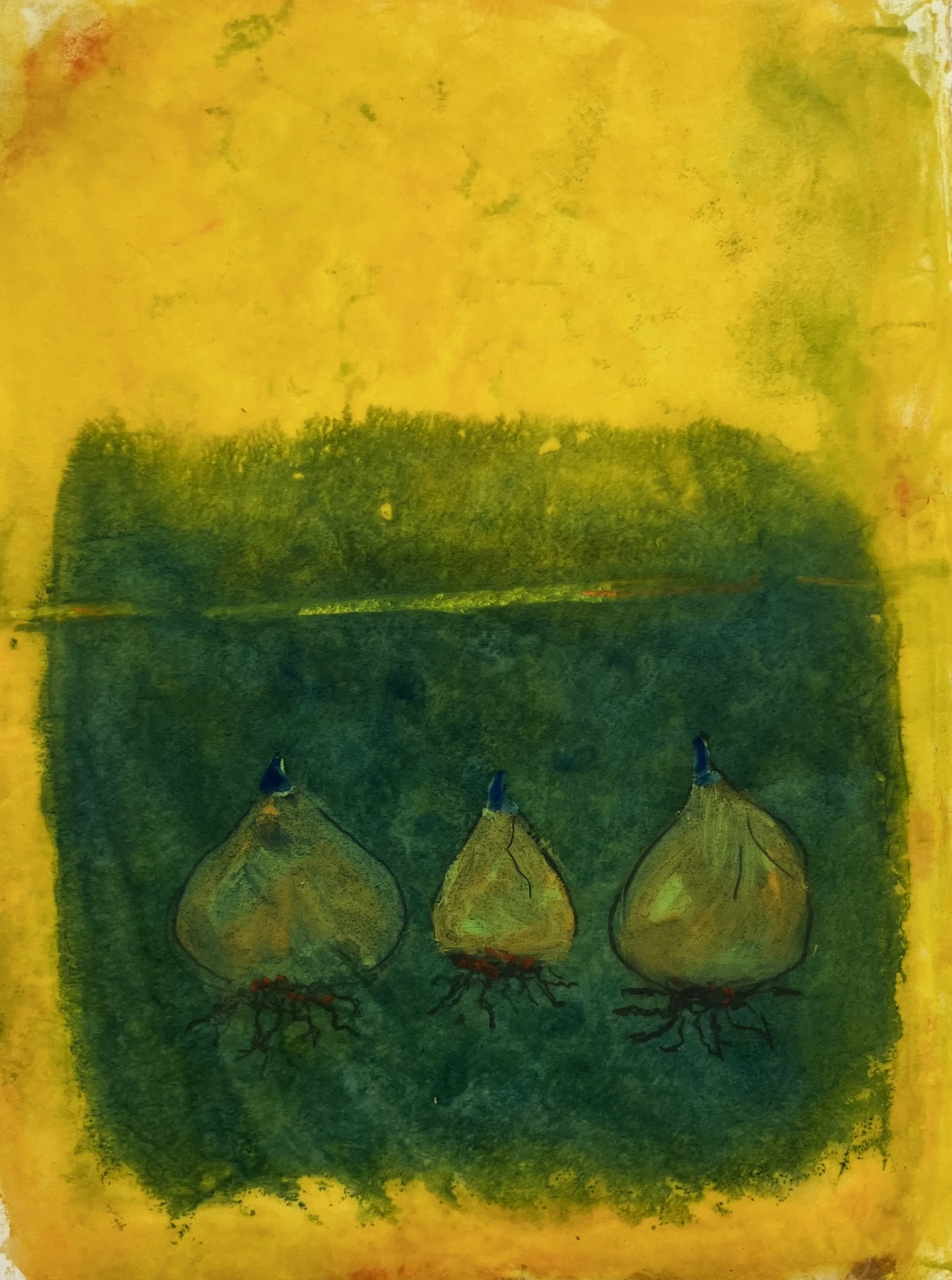 UKRAINE UNDERGROUND  Encaustic and mixed media monotype, Image size 16 x 12; 23 x 28 with frame. Free shipping. $950.00
