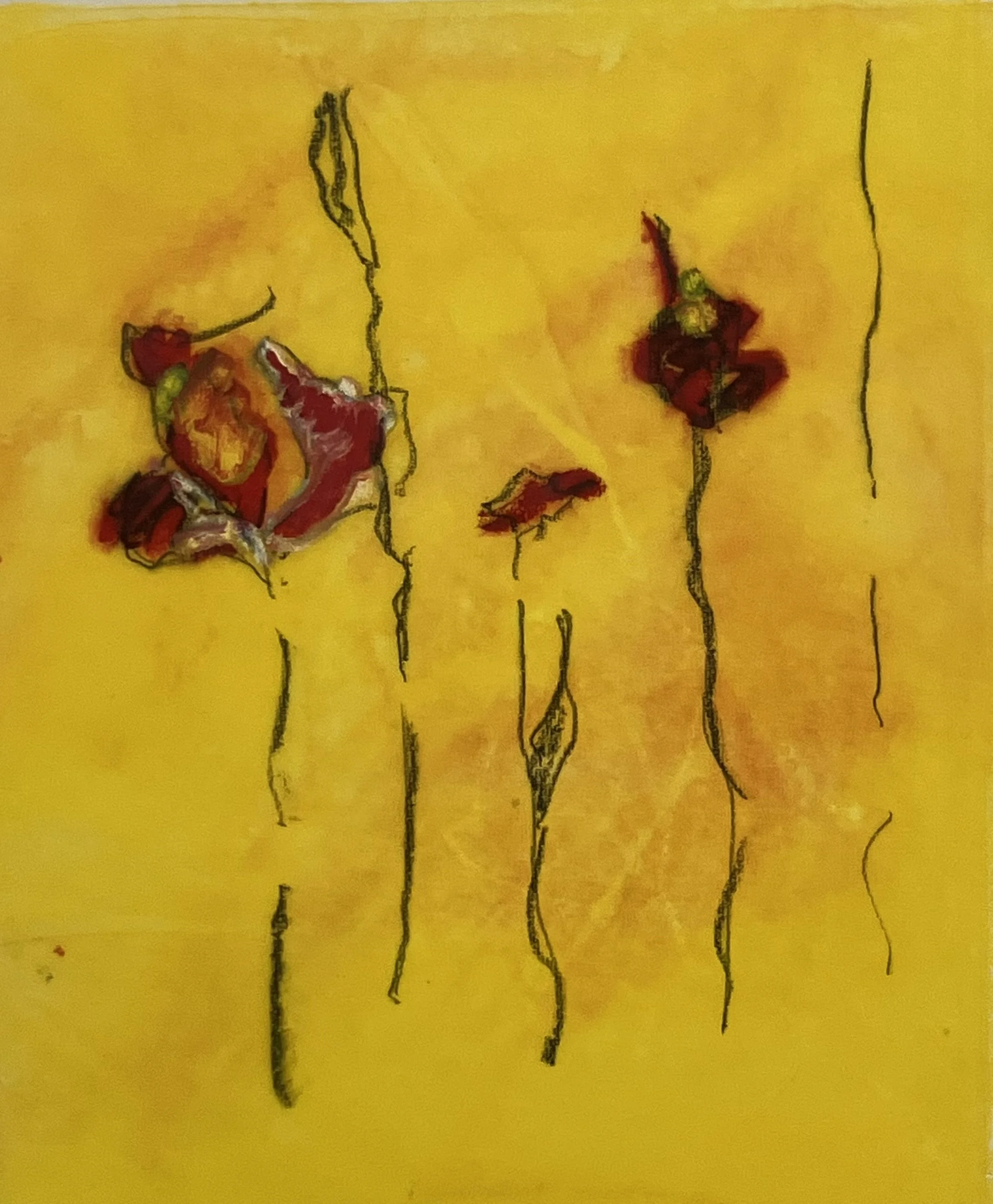 VIVID DEFIANCE 3  Encaustic and mixed media monotype;. Image size 8.5 x 7.5; 15.25 x 12.5 with frame. Free shipping. $750.00