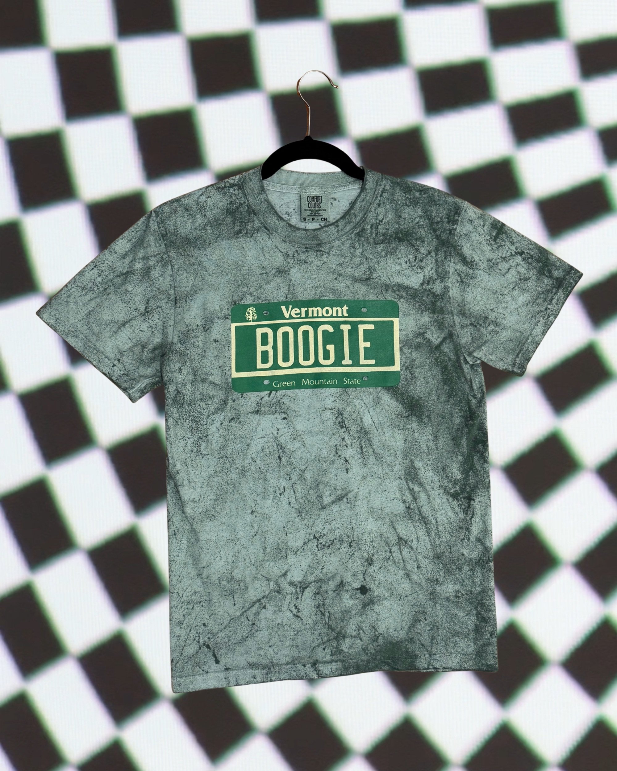 Boogie License Plate T-Shirt - Green Acid Dye
