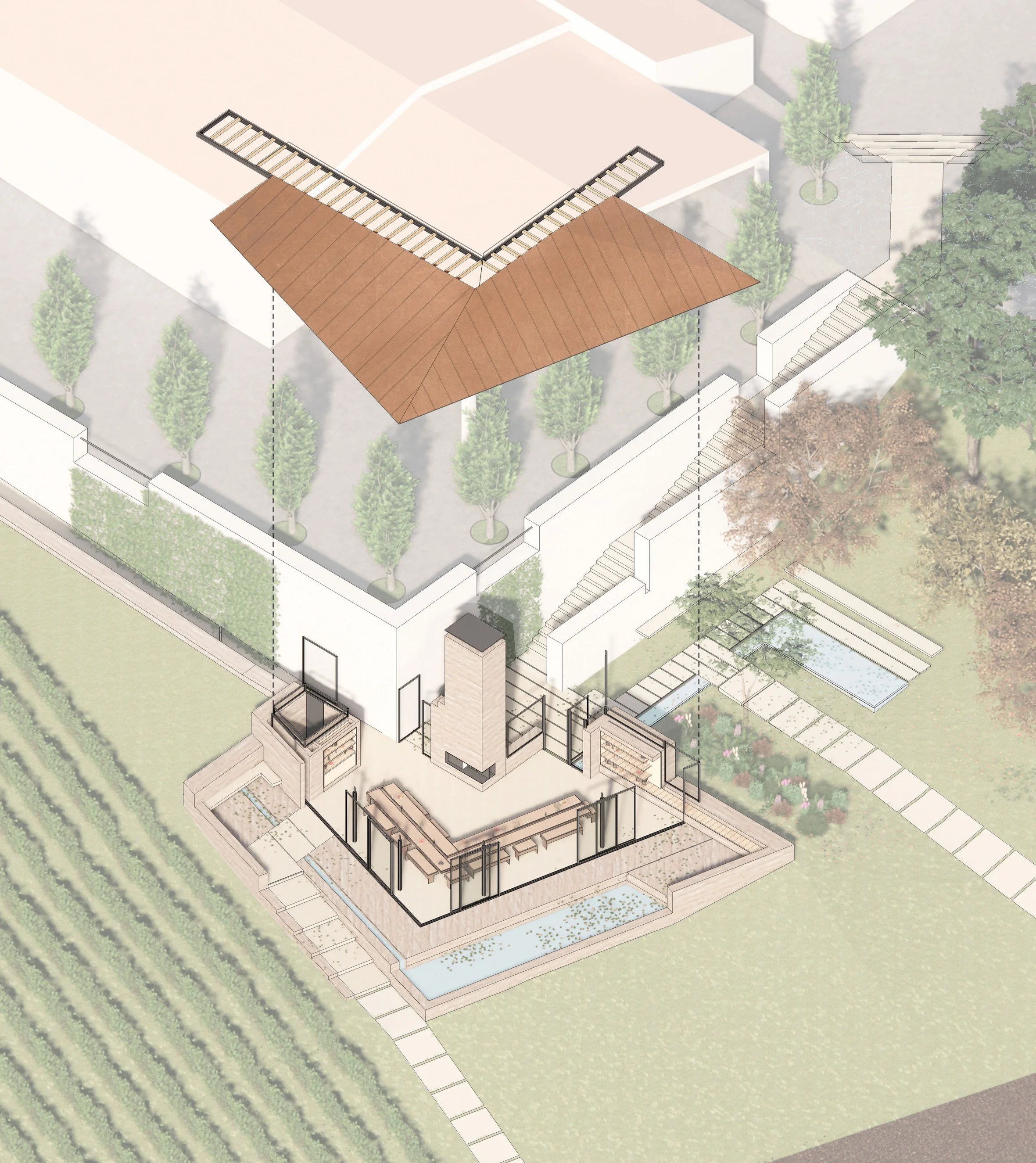 Ossian Architects and Studio Boyd - Freixial de Cima Tasting Room - Drawing 01